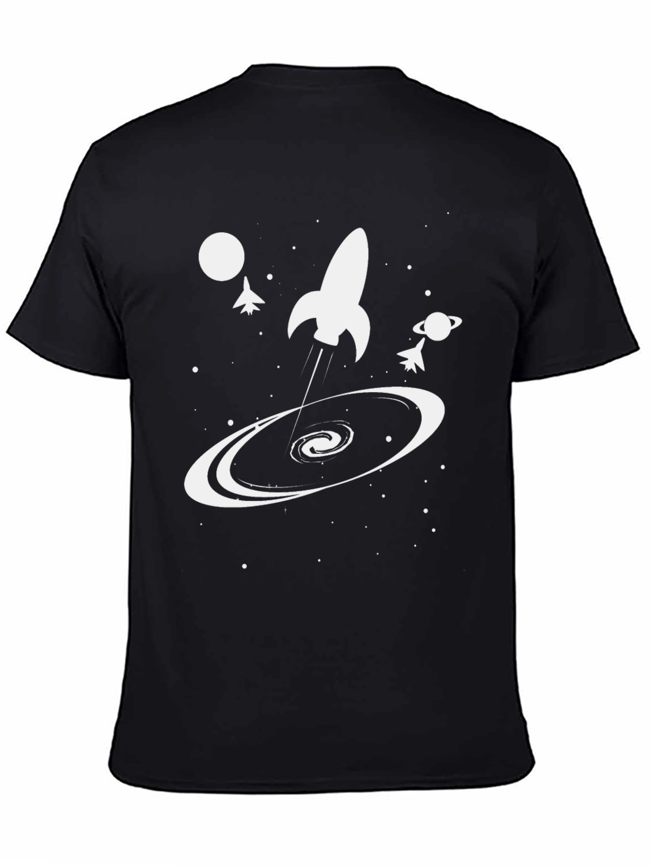 Space Rocket Black T-Shirt