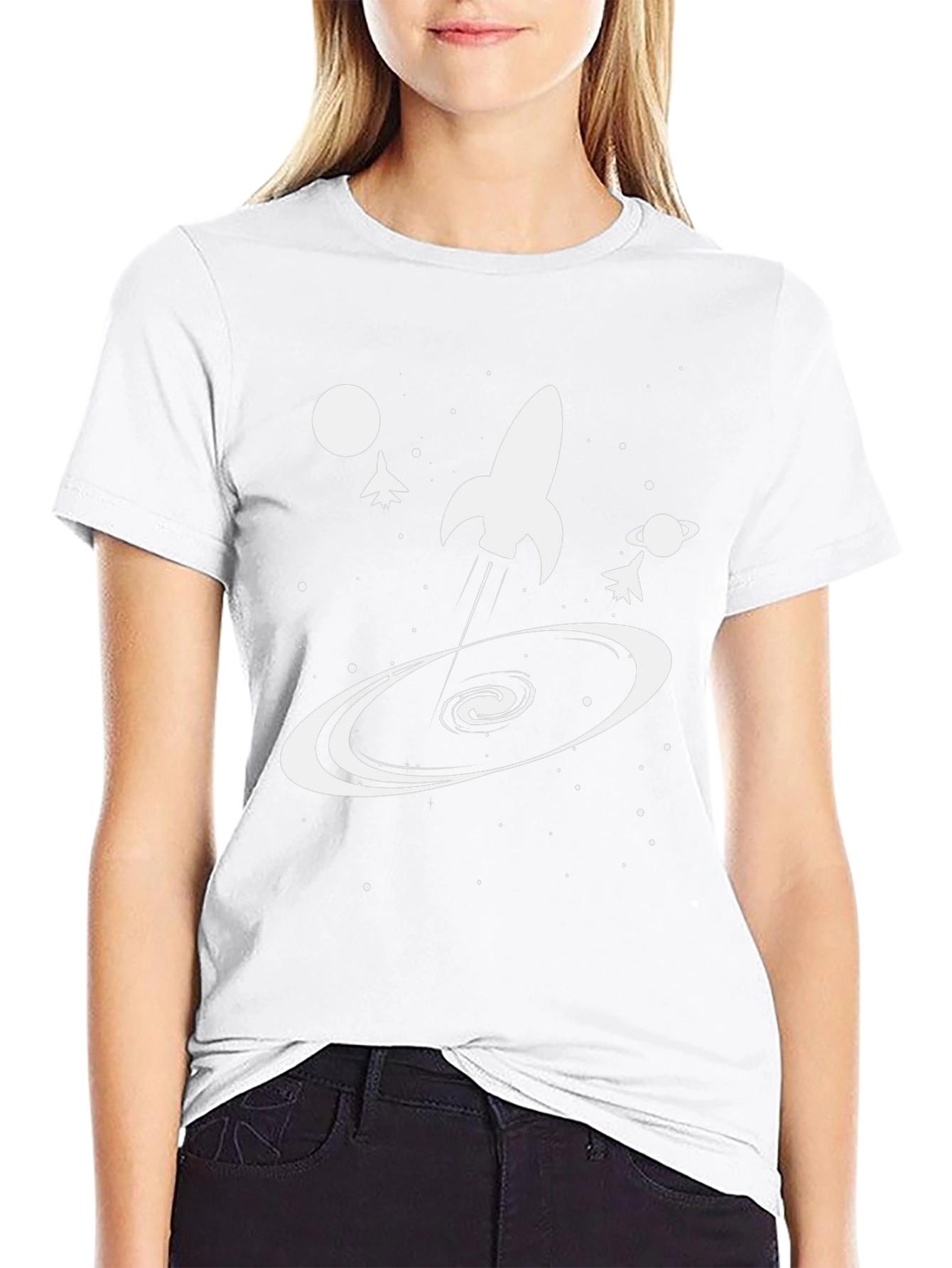 Space Rocket Black T-Shirt