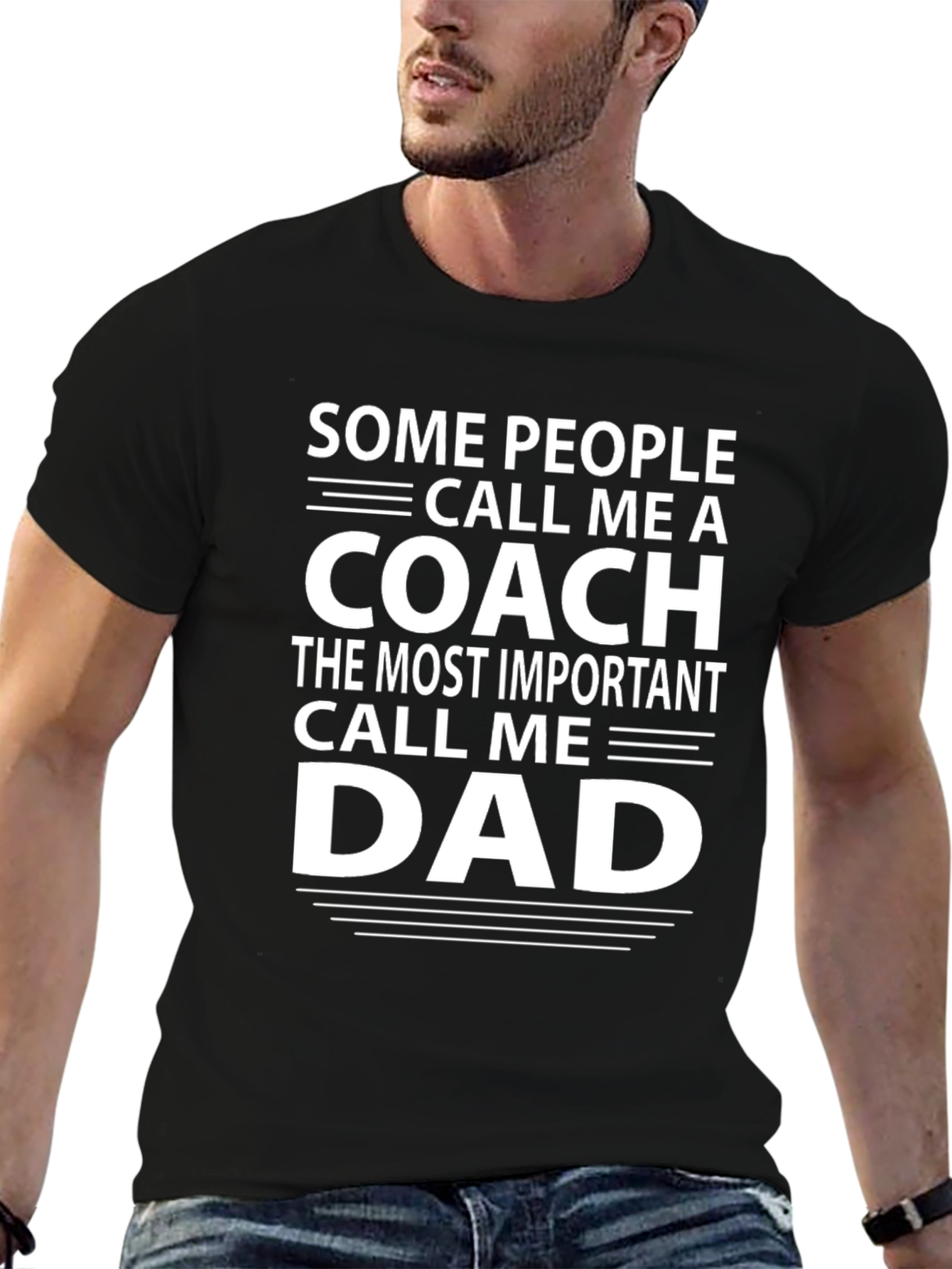 Coach and Dad Graphic T-Shirt - Black Cotton Tee