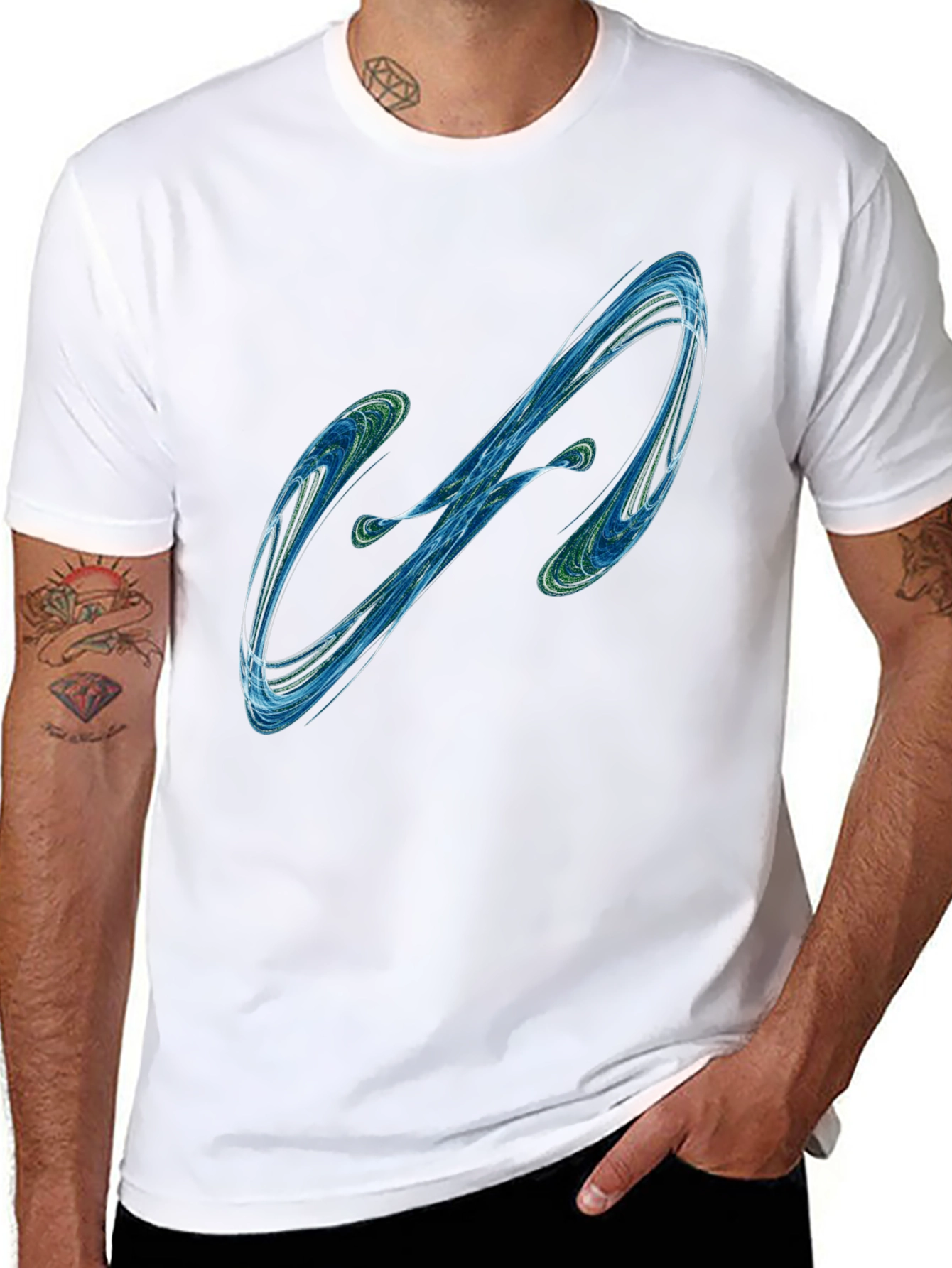 Abstract Swirl Graphic Mens Black T-Shirt