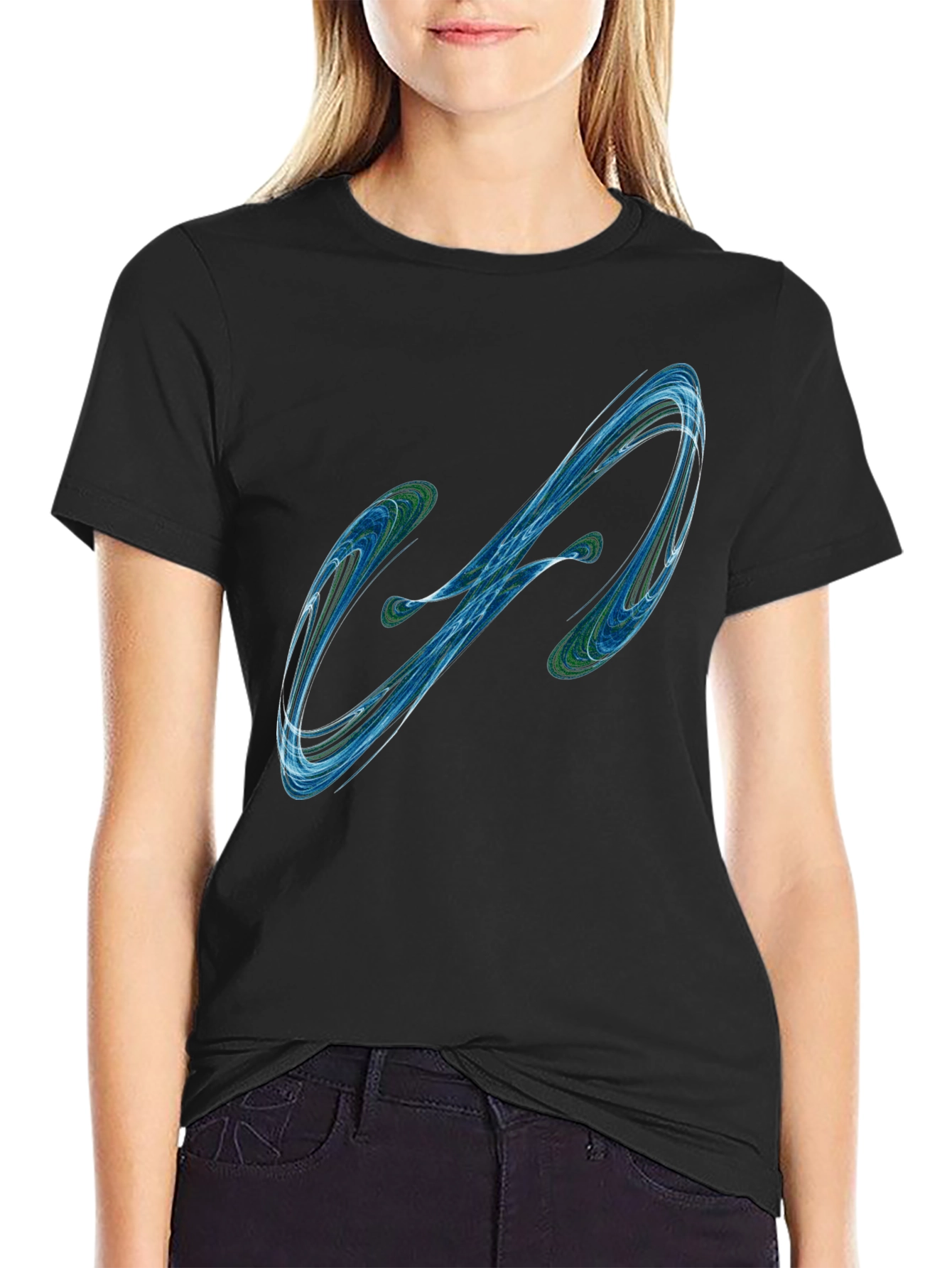 Abstract Swirl Graphic Mens Black T-Shirt