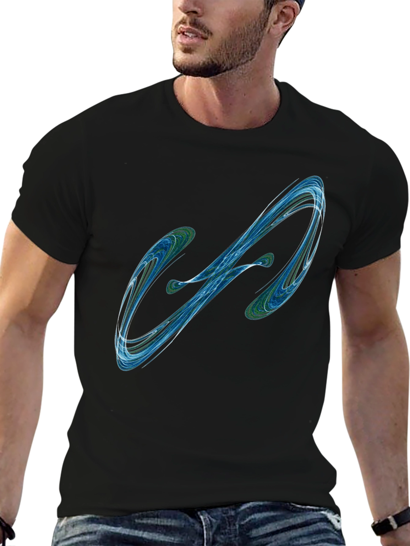 Abstract Swirl Graphic Mens Black T-Shirt