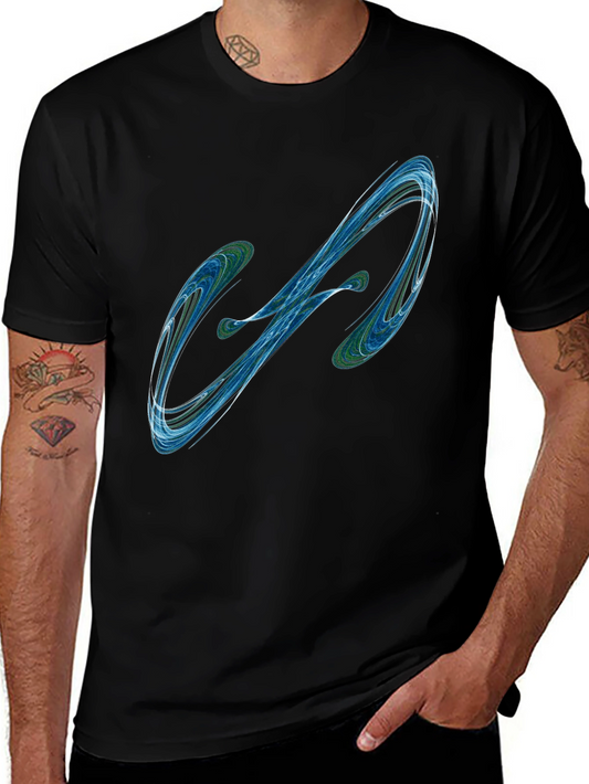 Abstract Swirl Graphic Mens Black T-Shirt