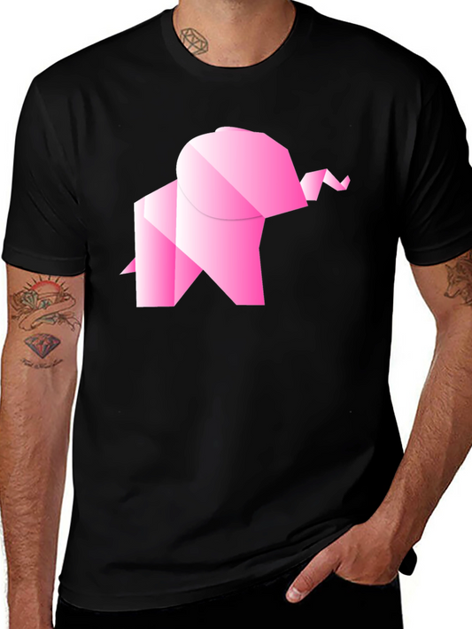 Origami Elephant Graphic Tee - Stylish Black T-Shirt
