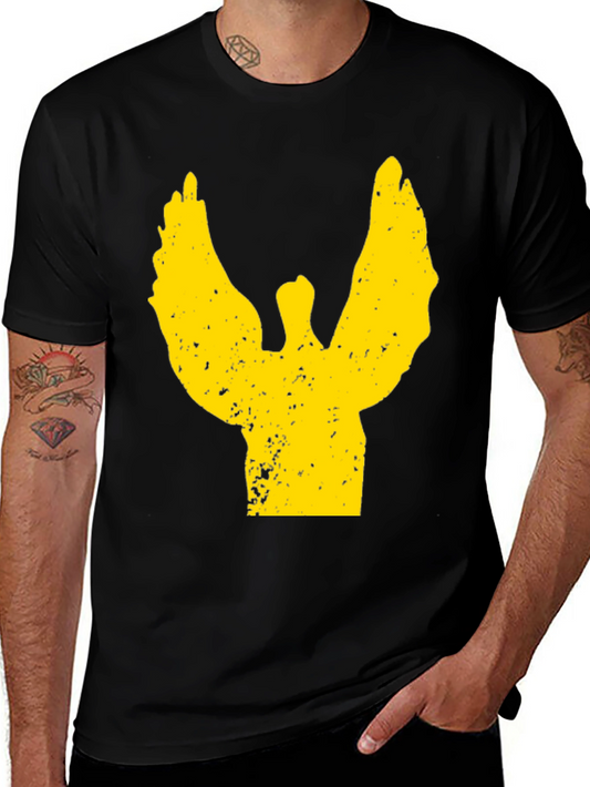 Distressed Wings Graphic Tee - Black Cotton T-Shirt