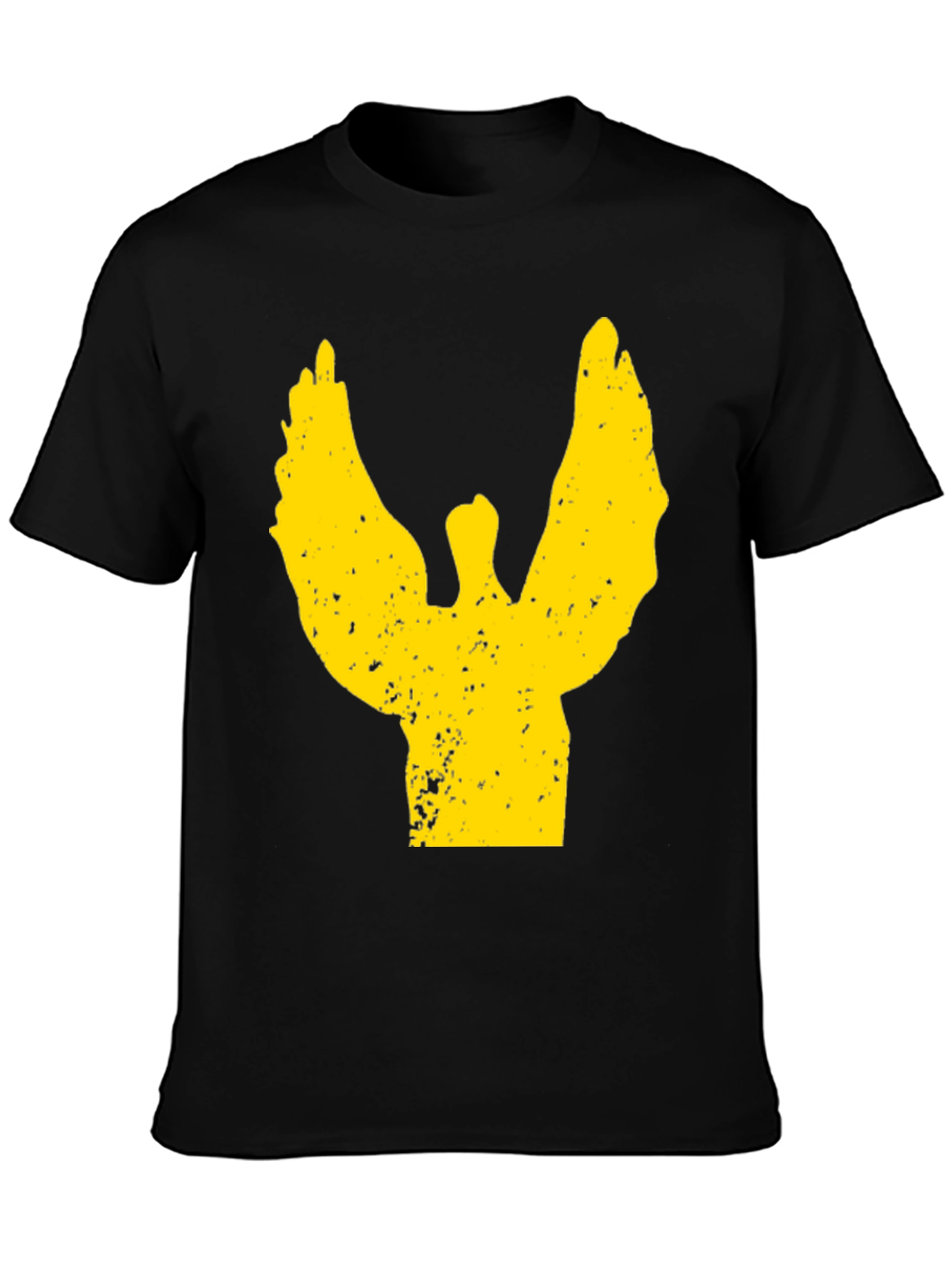 Distressed Wings Graphic Tee - Black Cotton T-Shirt