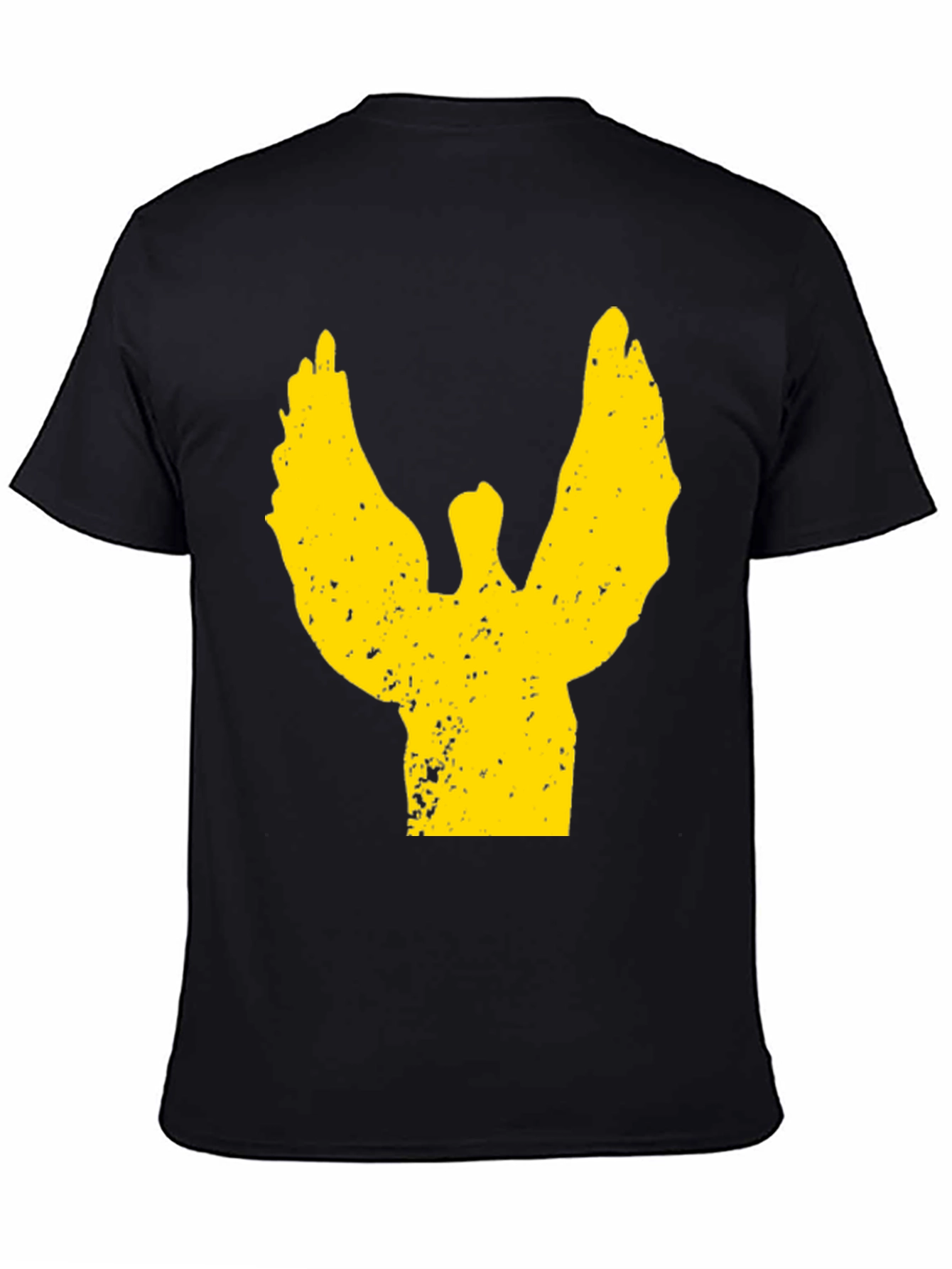 Distressed Wings Graphic Tee - Black Cotton T-Shirt