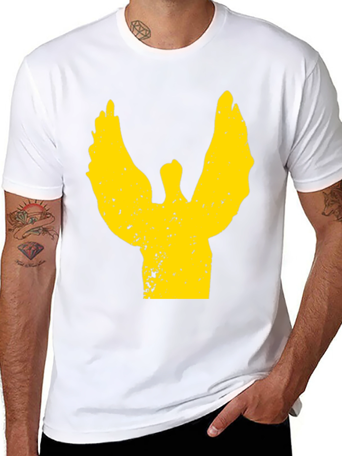 Distressed Wings Graphic Tee - Black Cotton T-Shirt