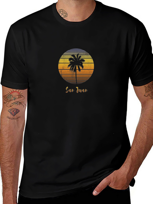San Juan Palm Tree Sunset T-Shirt - Tropical Island Style