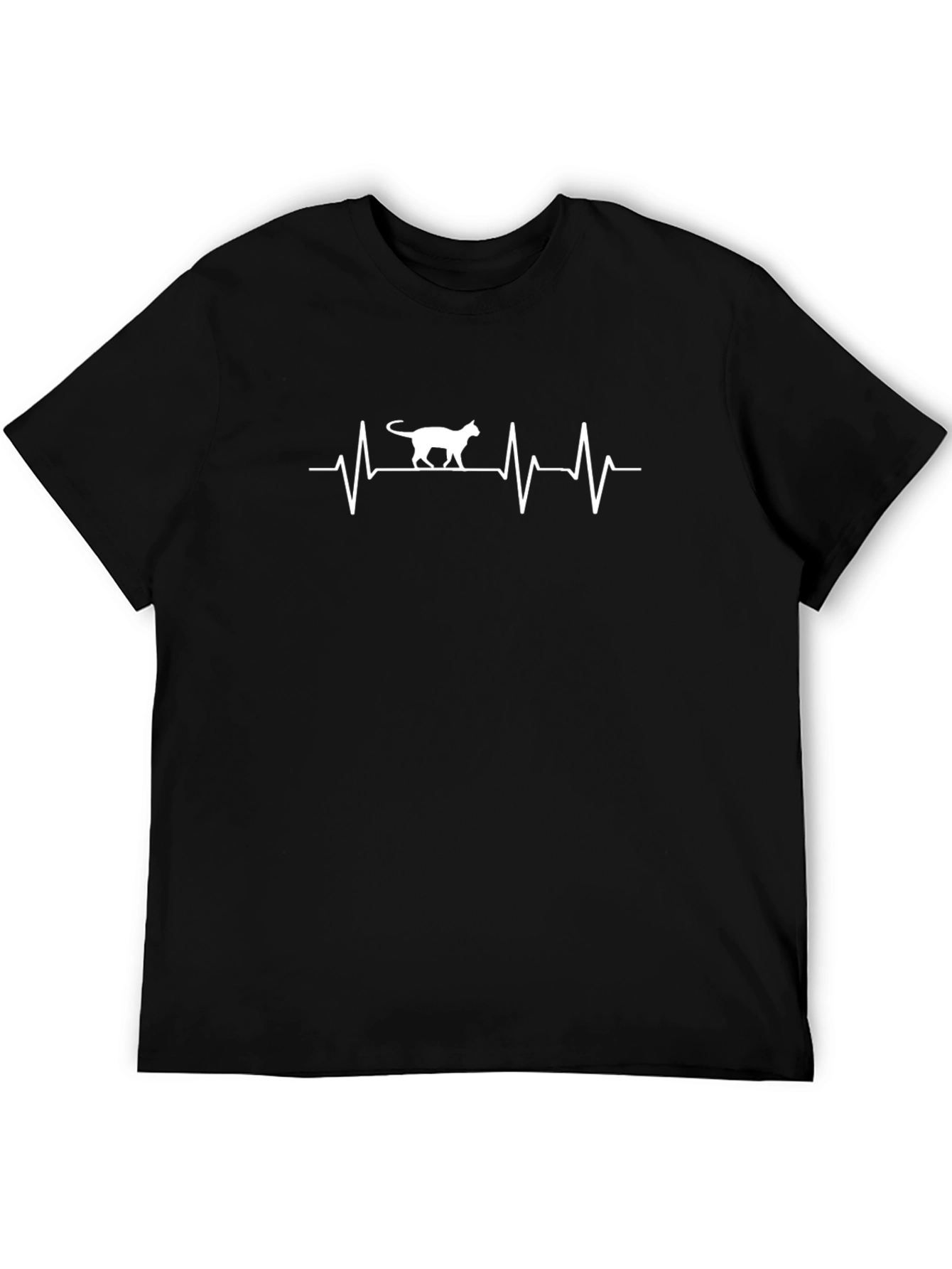 Cat Lover ECG Heartbeat Graphic T-Shirt