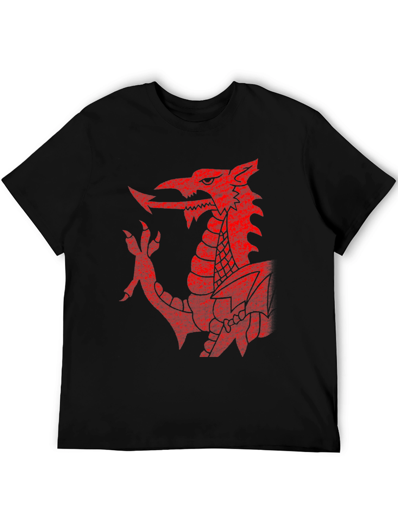 Welsh Dragon T-Shirt - Red Emblem on Black