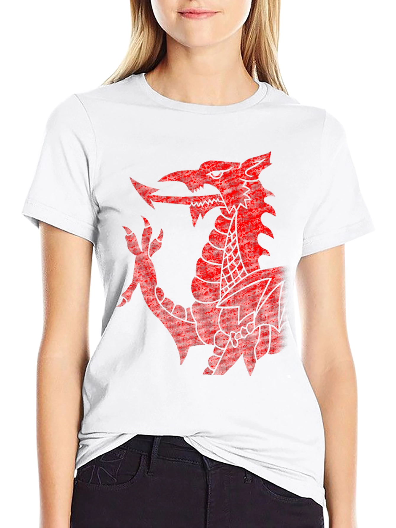 Welsh Dragon T-Shirt - Red Emblem on Black