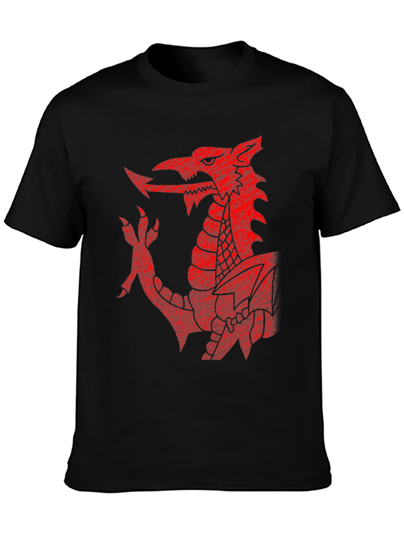 Welsh Dragon T-Shirt - Red Emblem on Black