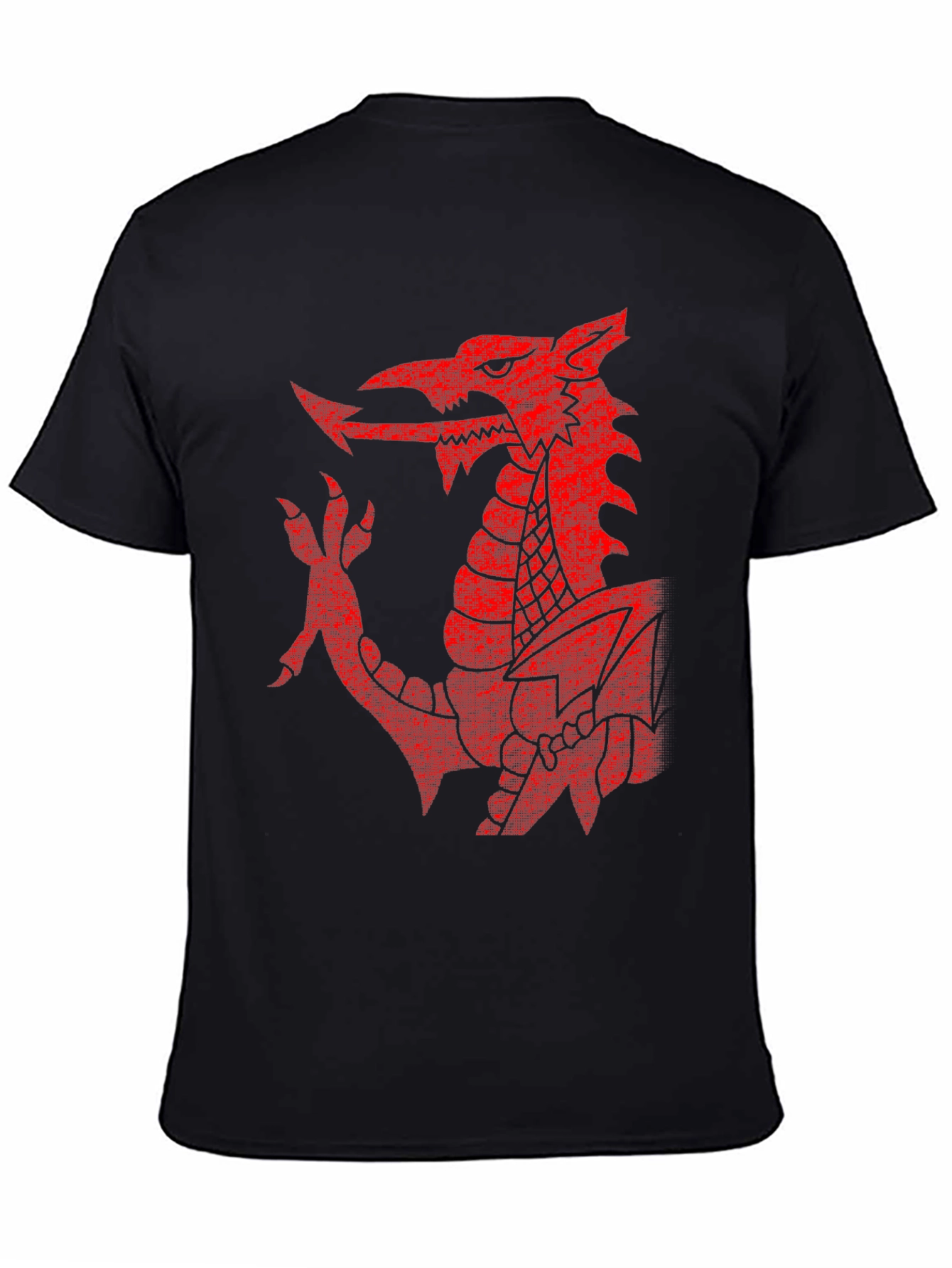 Welsh Dragon T-Shirt - Red Emblem on Black