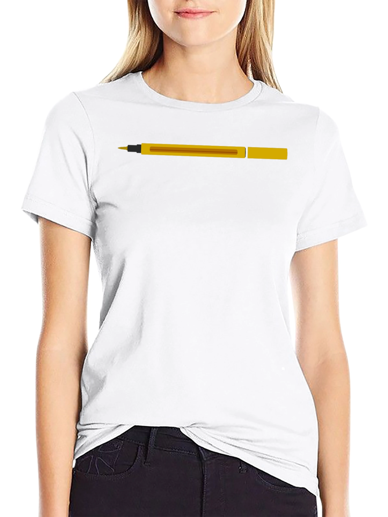 Novelty Pen Graphic Tee - Black Cotton T-Shirt