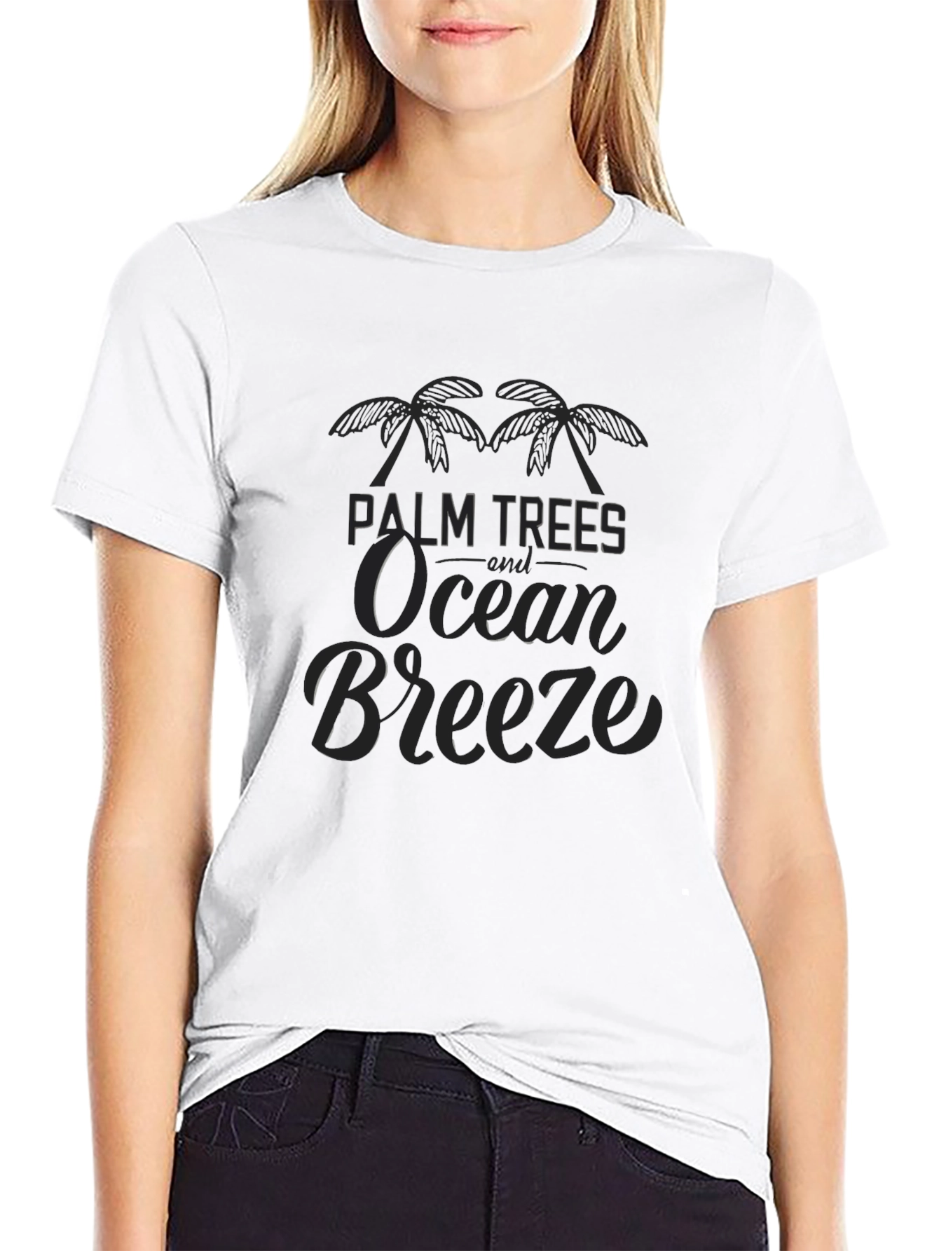 Palm Trees Ocean Breeze Graphic Tee - Black