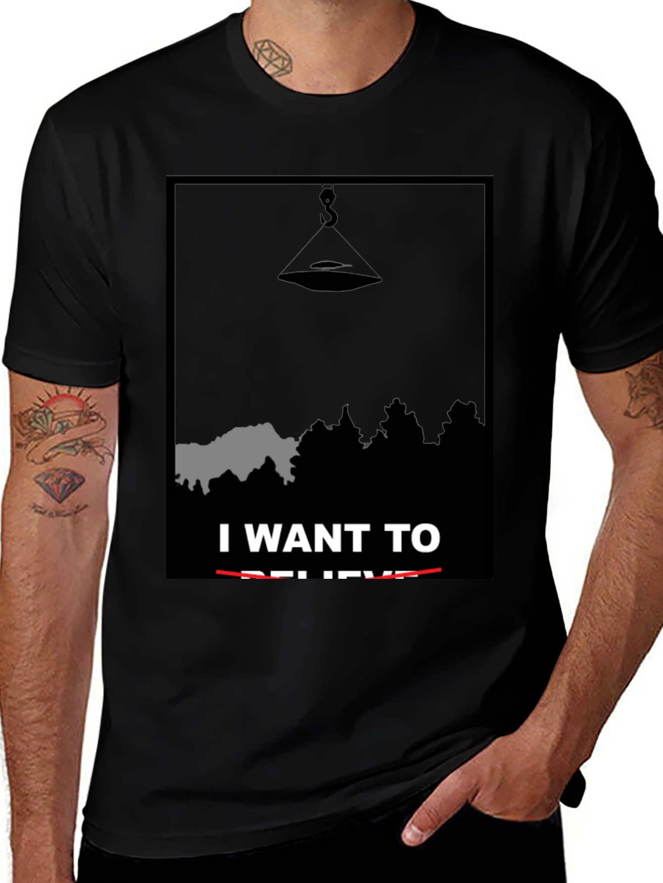 I Want To Believe UFO Graphic Tee - Black