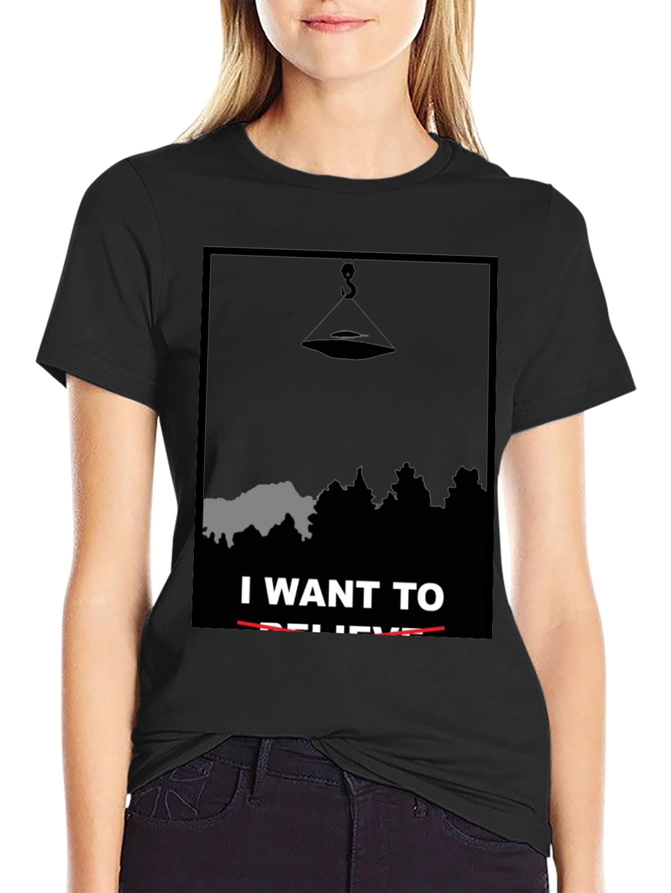 I Want To Believe UFO Graphic Tee - Black