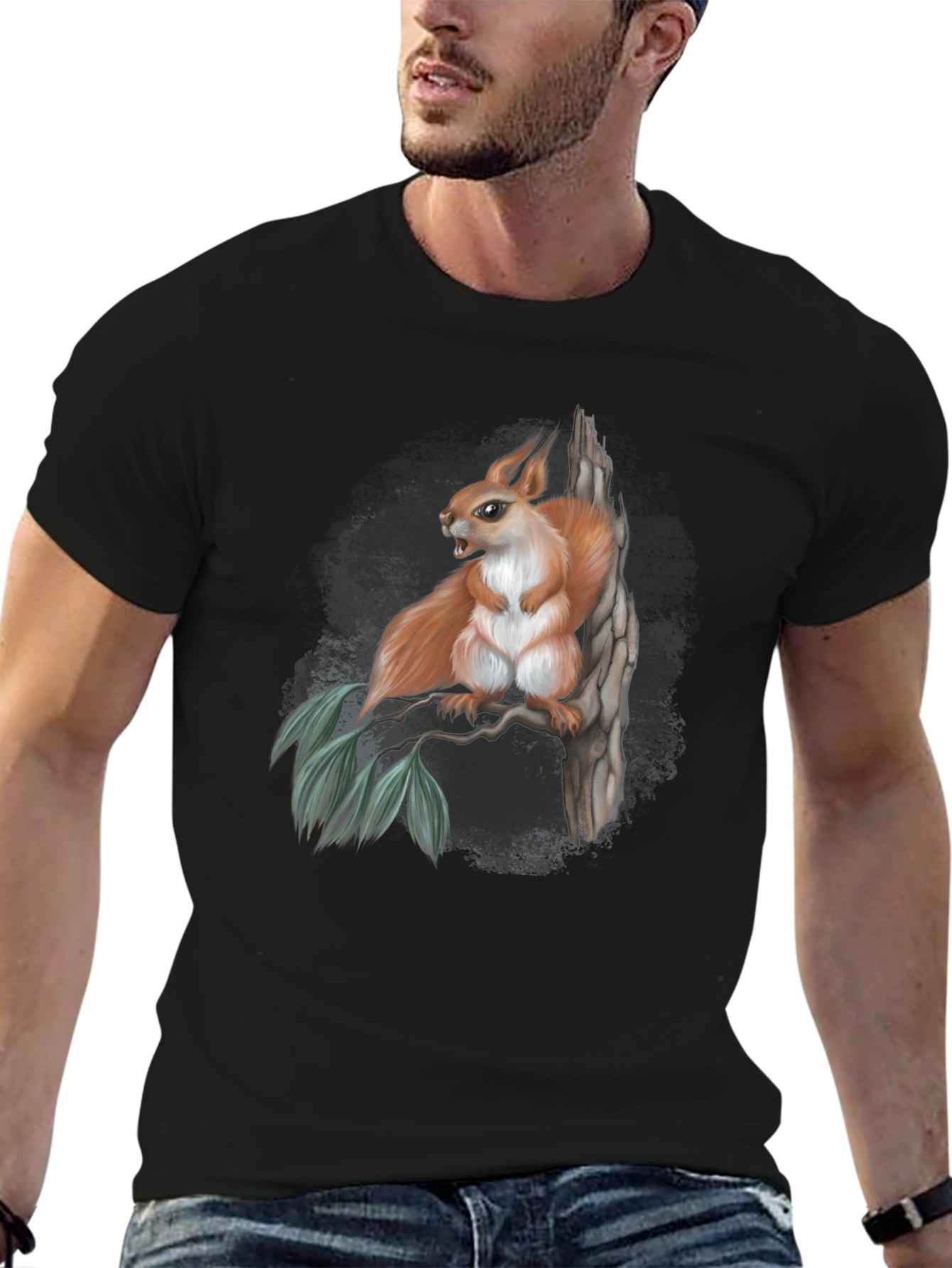 Squirrel Graphic Print Tee - Nature Inspired Style
