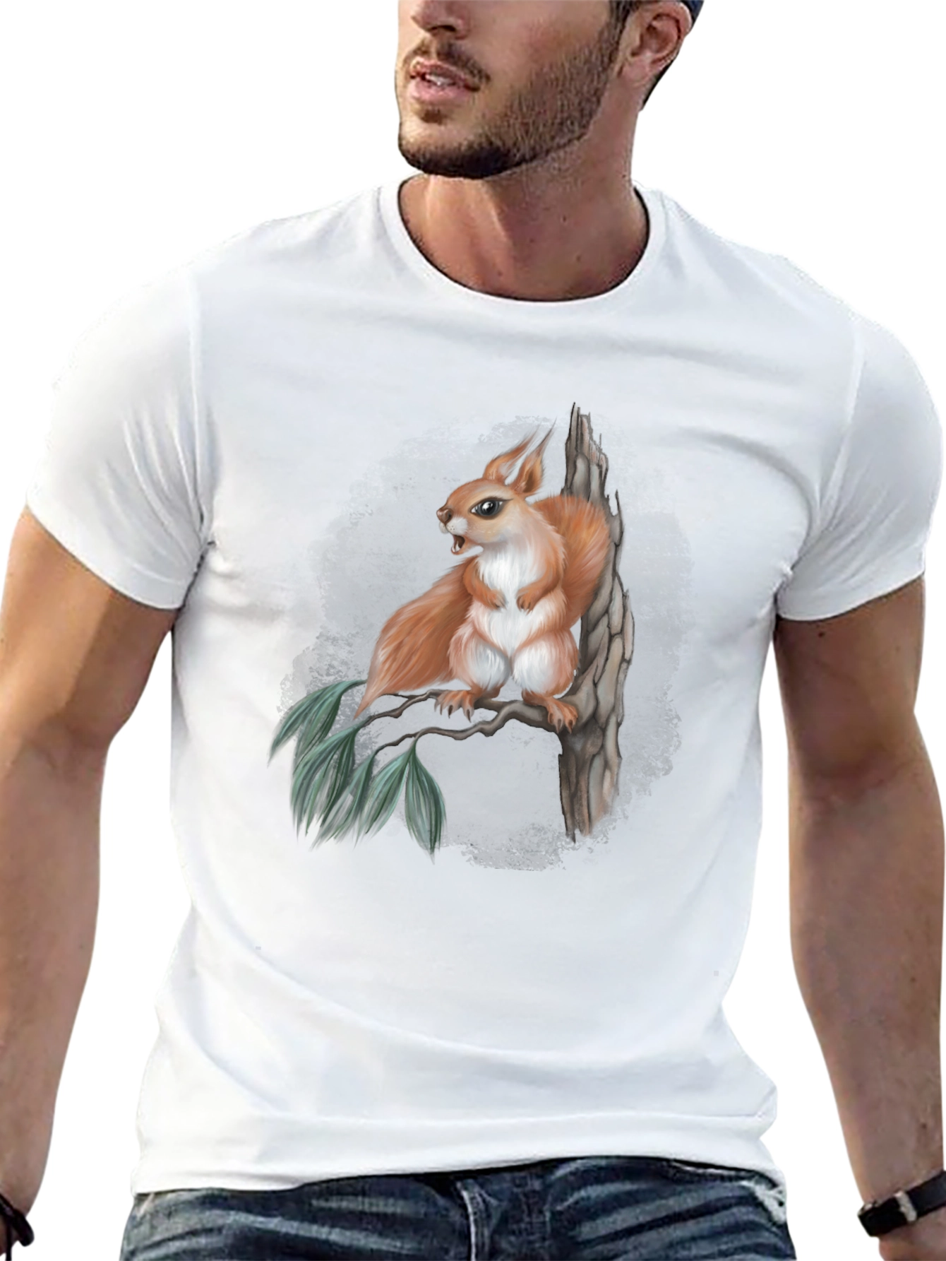 Squirrel Graphic Print Tee - Nature Inspired Style