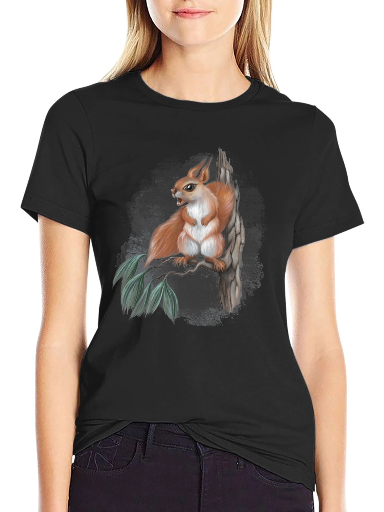 Squirrel Graphic Print Tee - Nature Inspired Style