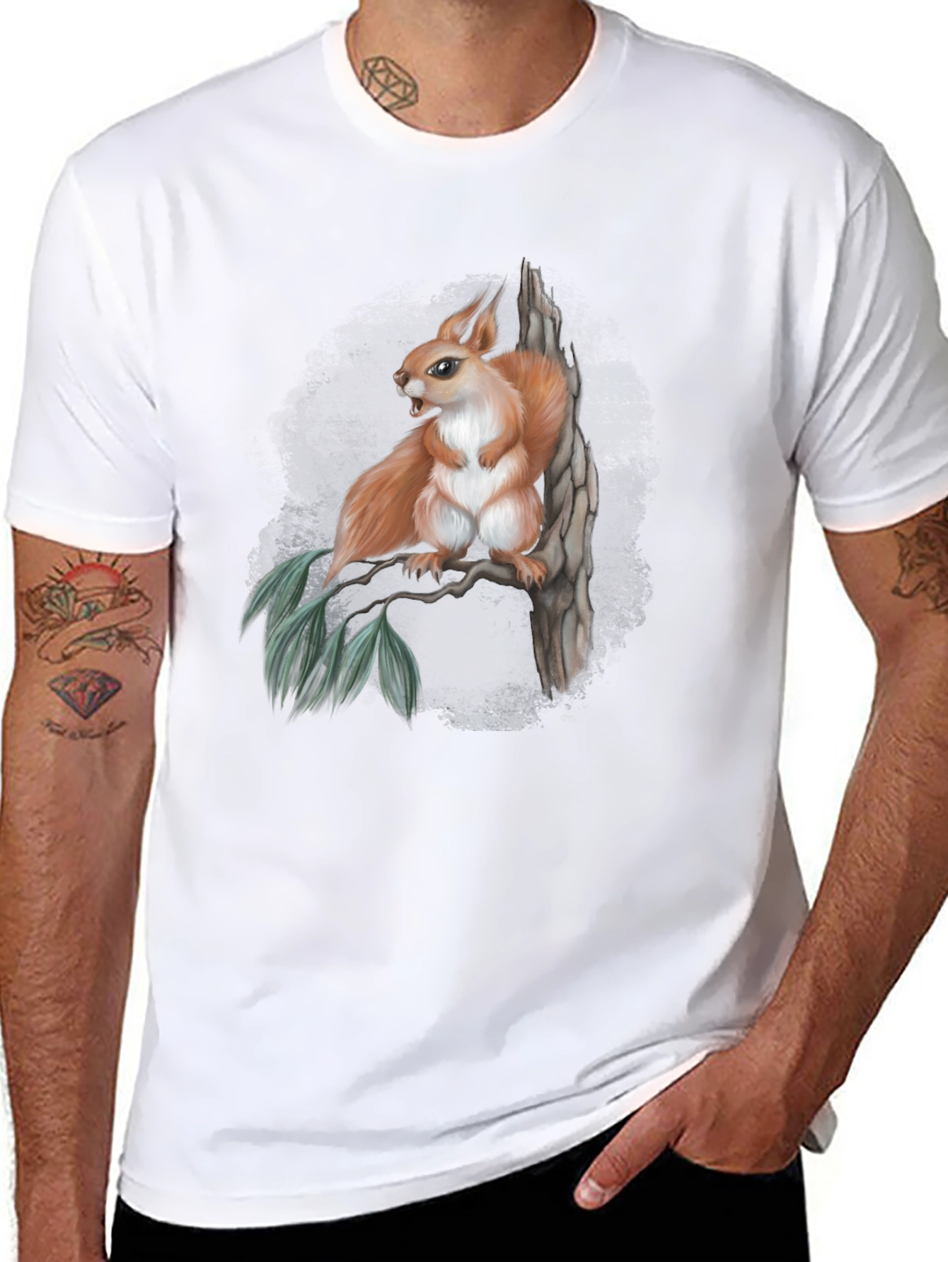 Squirrel Graphic Print Tee - Nature Inspired Style