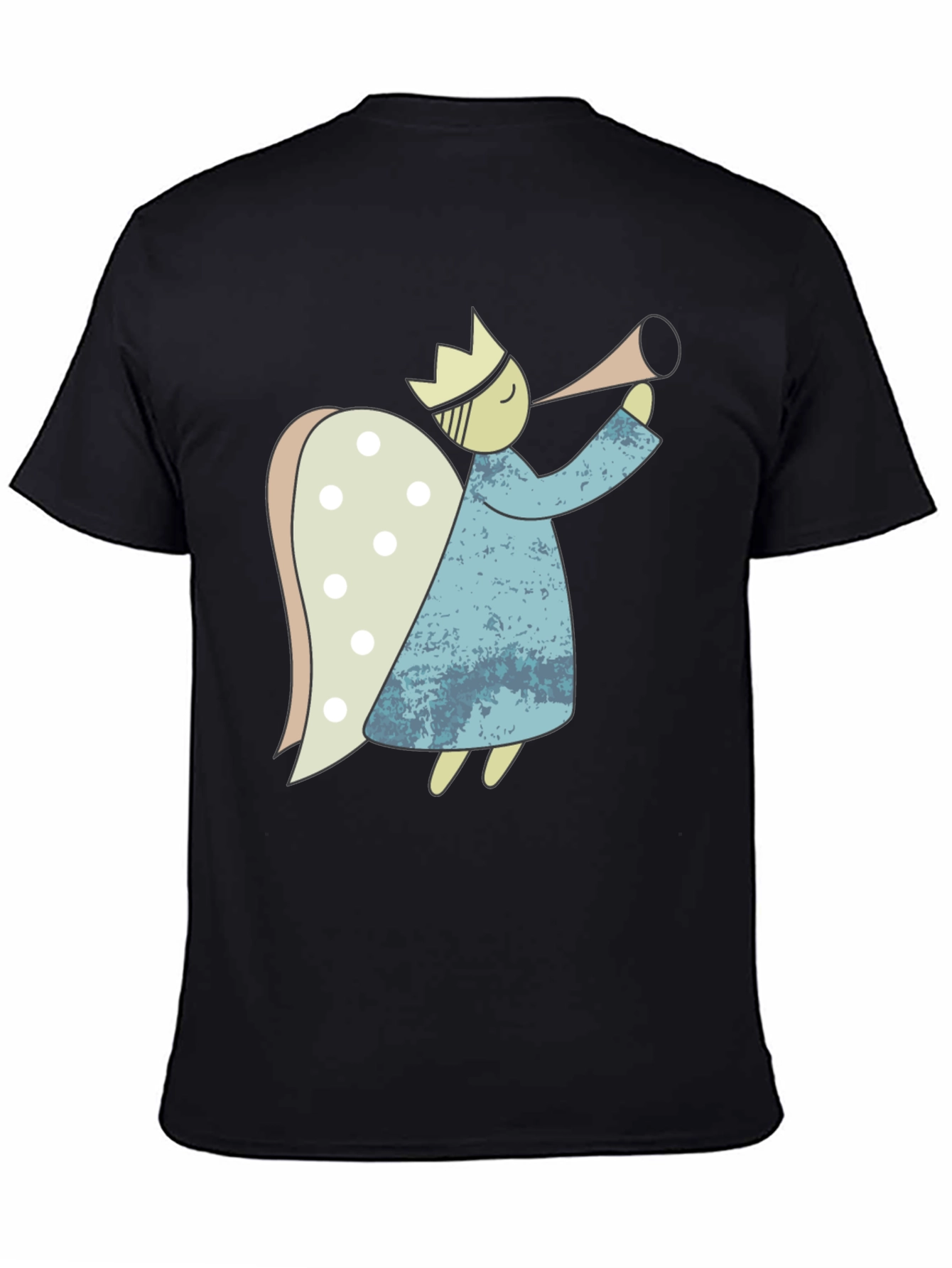 Angel Graphic Tee - Black Cotton Casual Shirt
