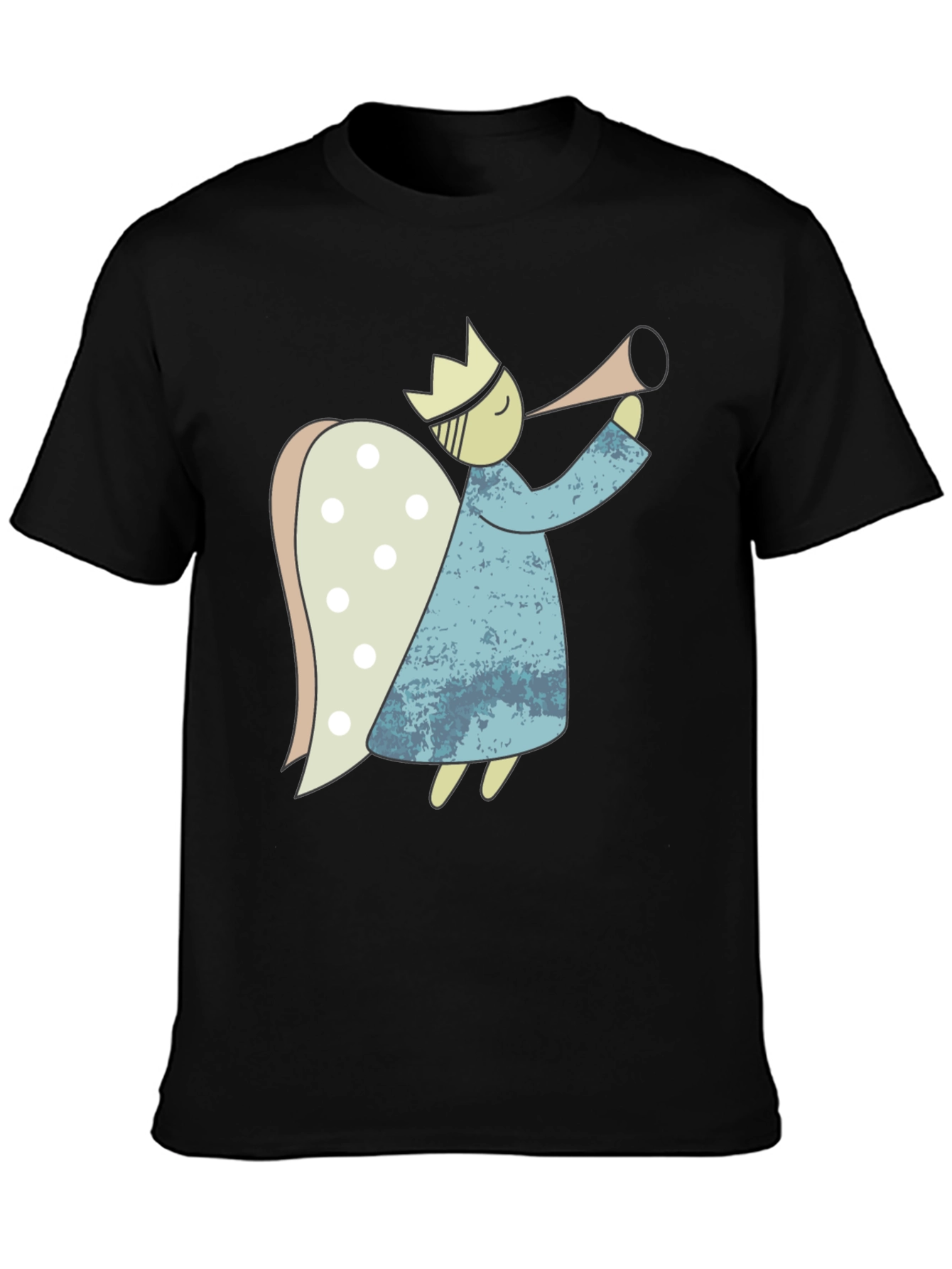 Angel Graphic Tee - Black Cotton Casual Shirt
