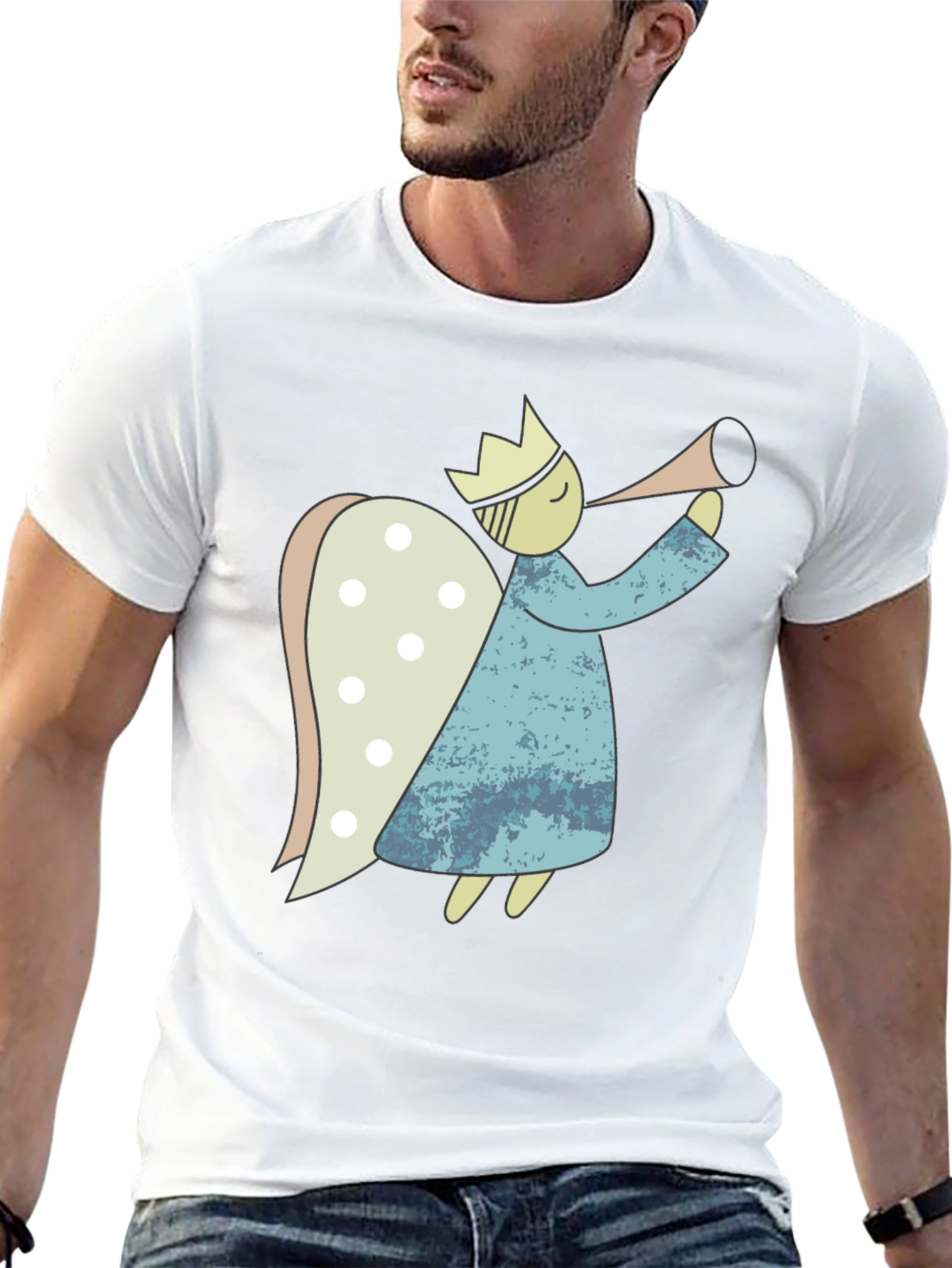 Angel Graphic Tee - Black Cotton Casual Shirt