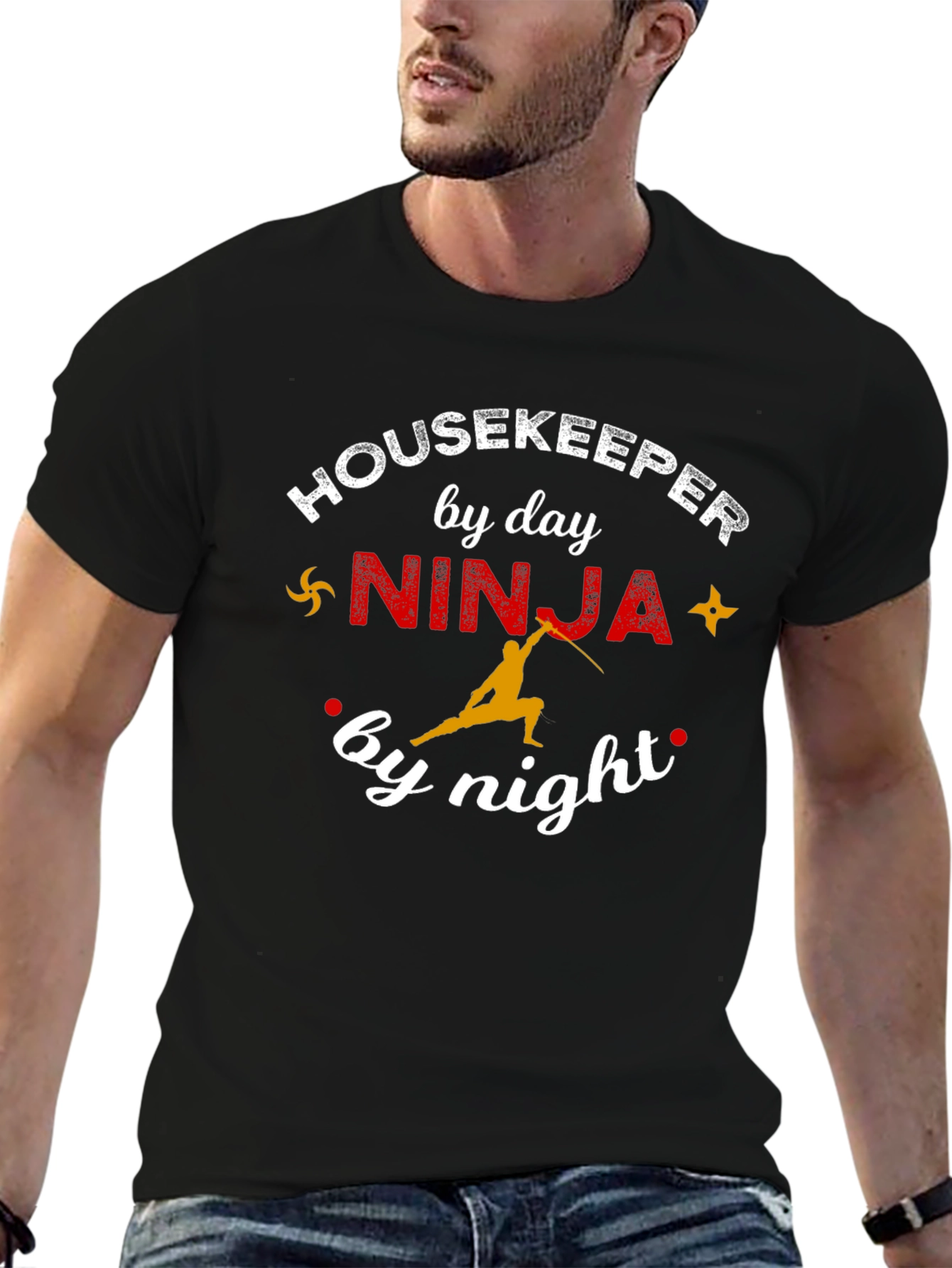 Housekeeper by Day Ninja by Night Black T-Shirt
