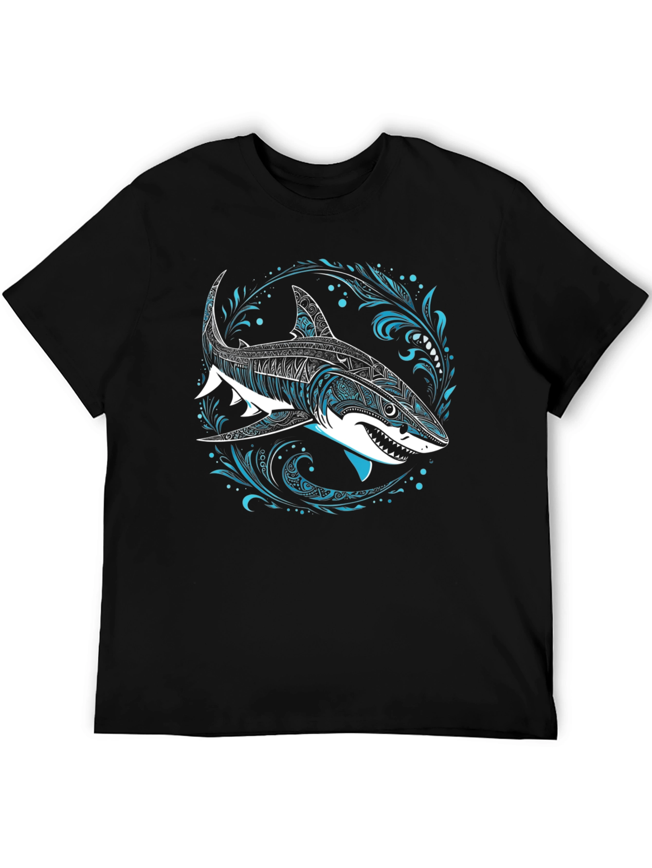 Shark Graphic Tee - Black Cotton T-Shirt