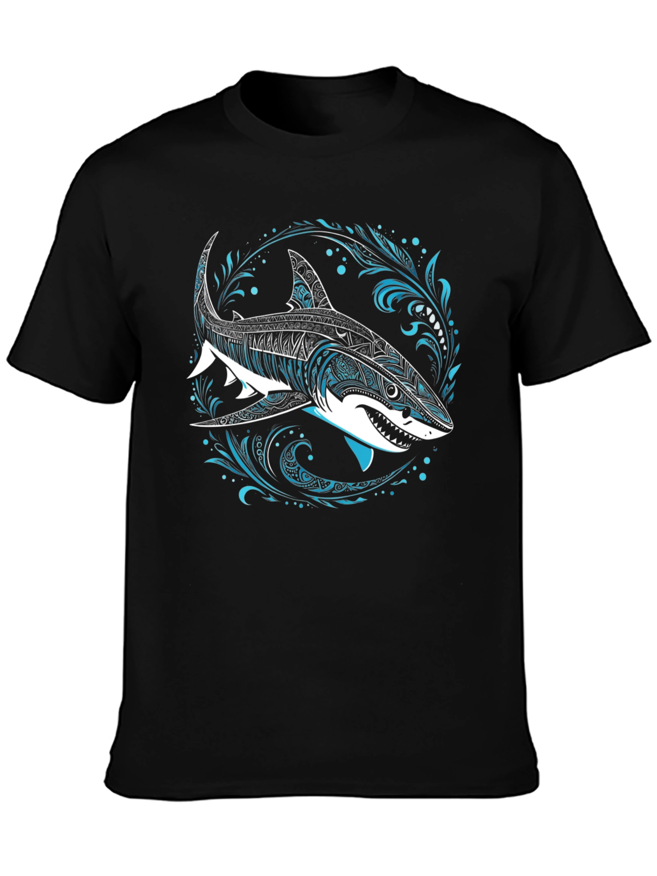 Shark Graphic Tee - Black Cotton T-Shirt