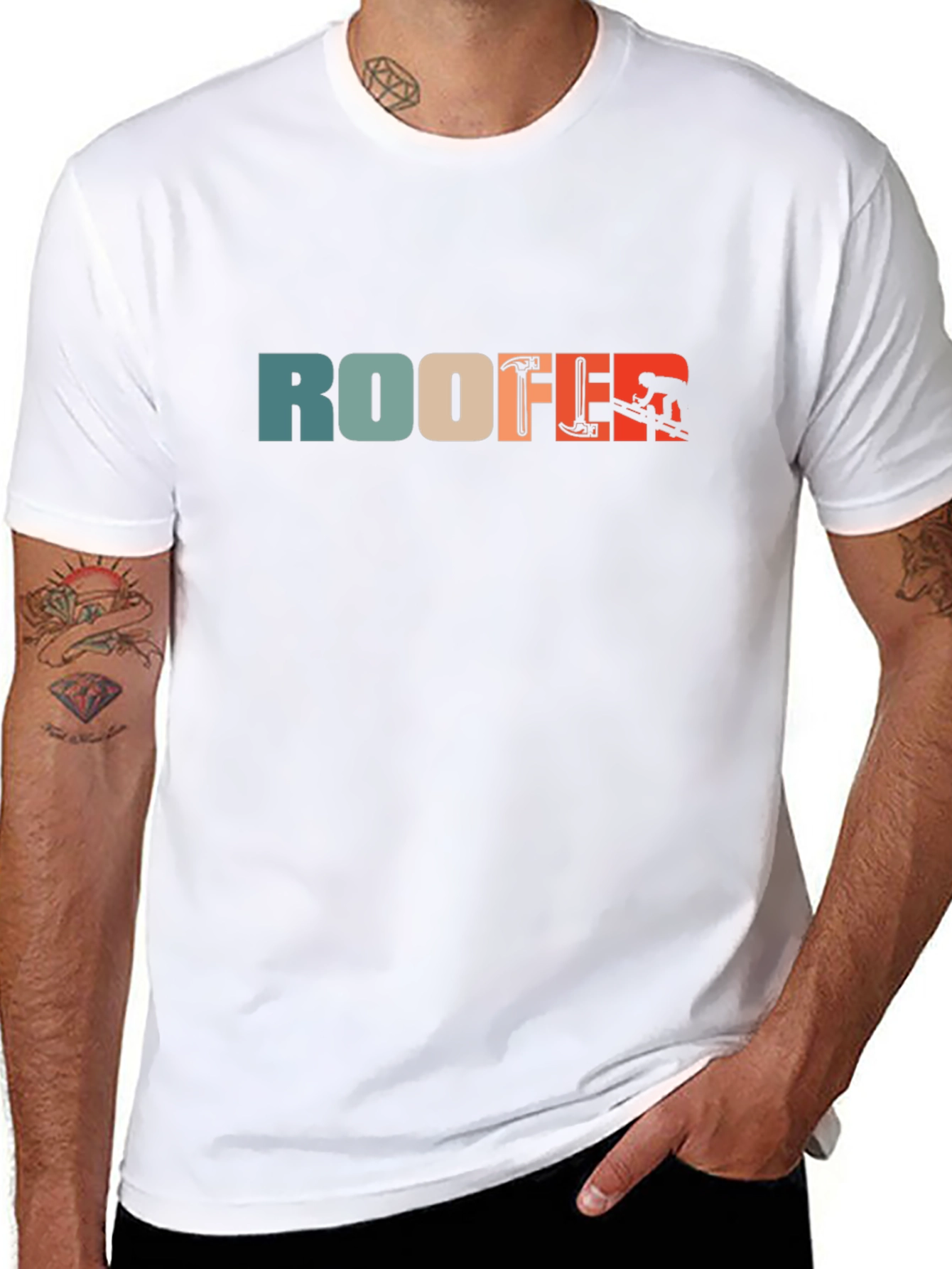 Roofer Retro Graphic Tee - Black Cotton