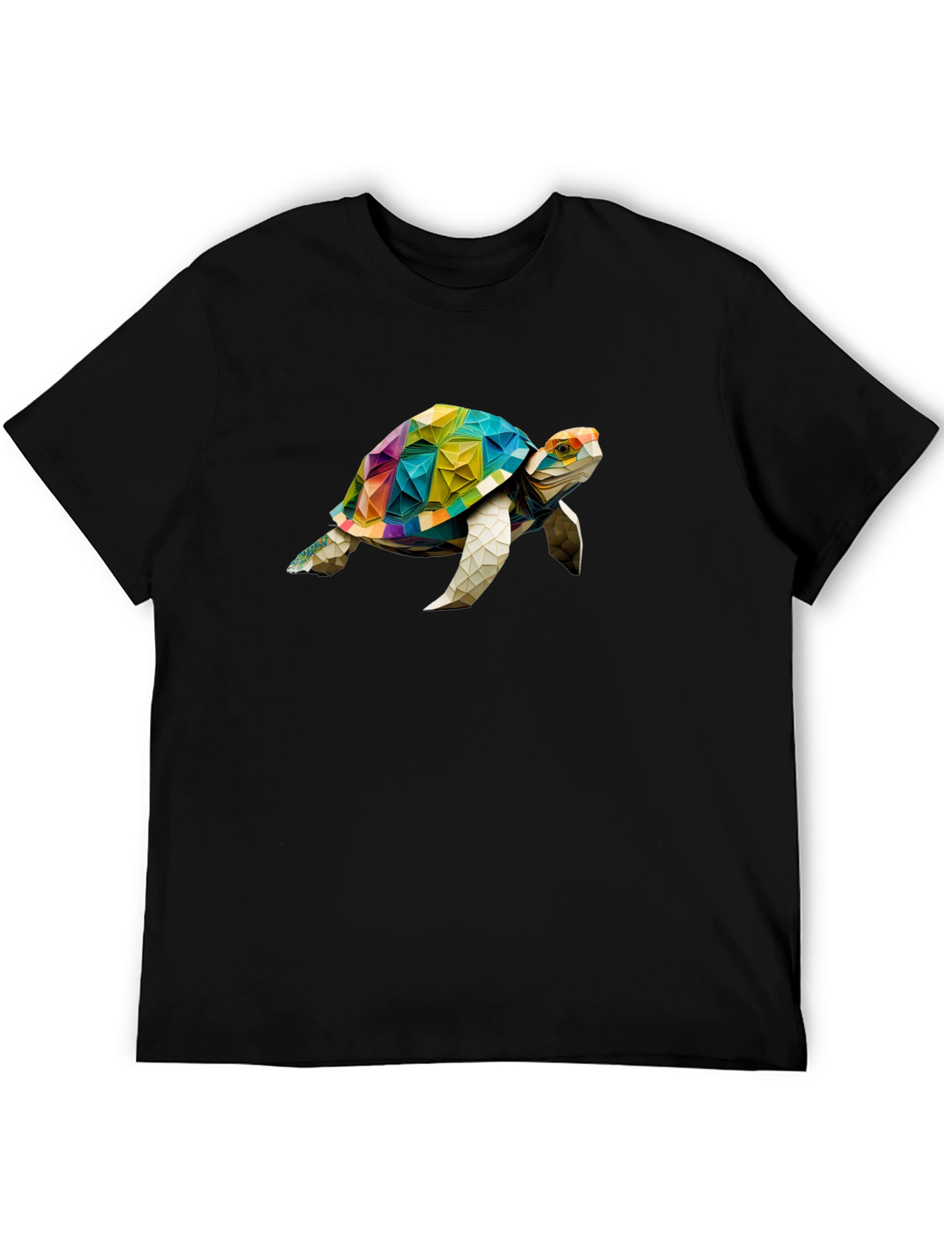 Geometric Turtle Graphic T-Shirt - Stylish Black Tee