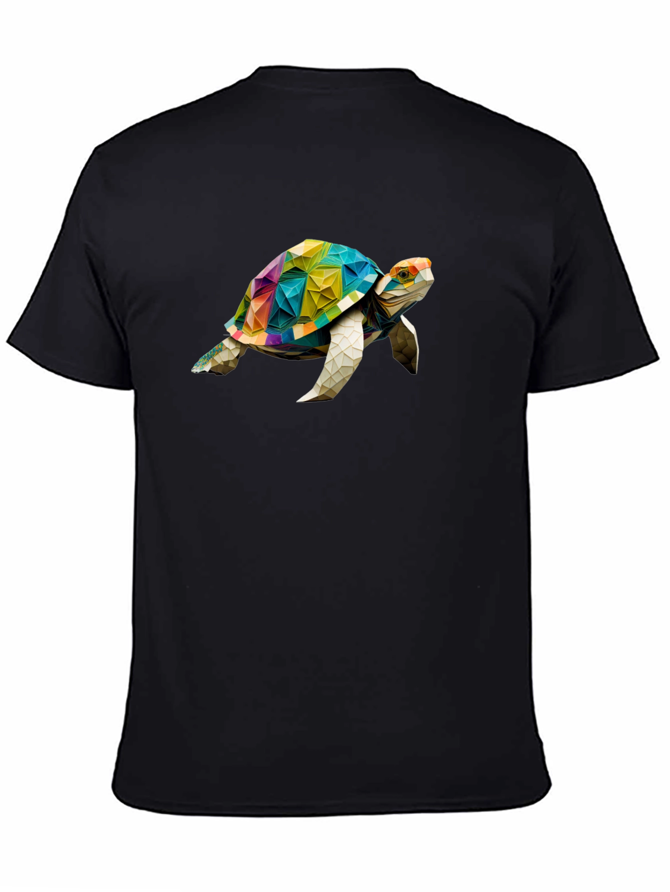Geometric Turtle Graphic T-Shirt - Stylish Black Tee