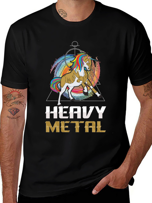 Heavy Metal Unicorn Graphic T-Shirt - Black