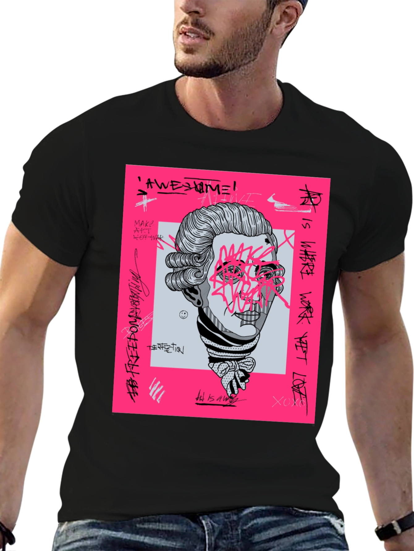 Abstract Mozart Graphic Tee - Trendy Streetwear