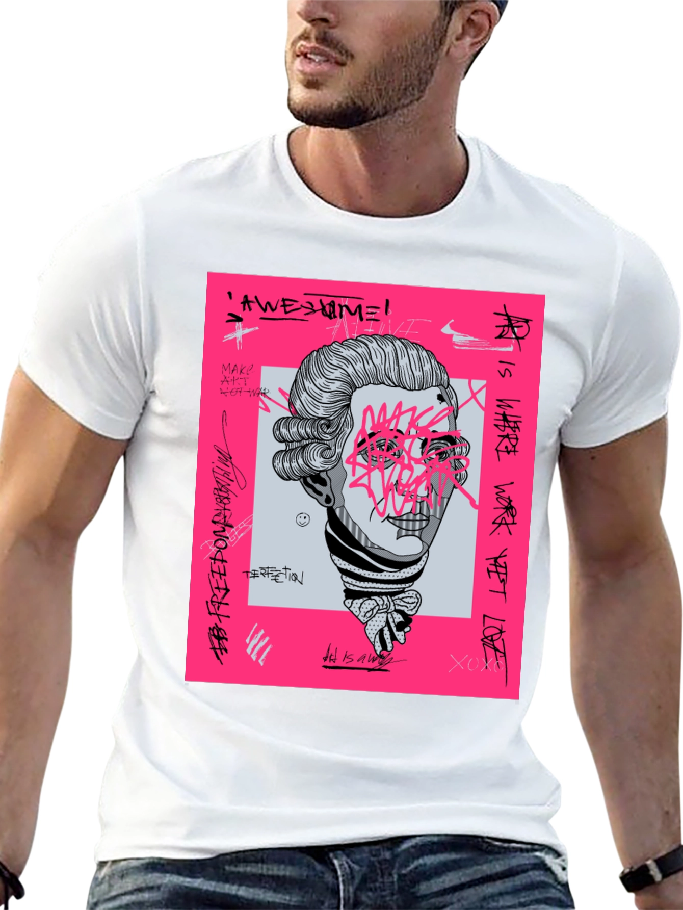 Abstract Mozart Graphic Tee - Trendy Streetwear