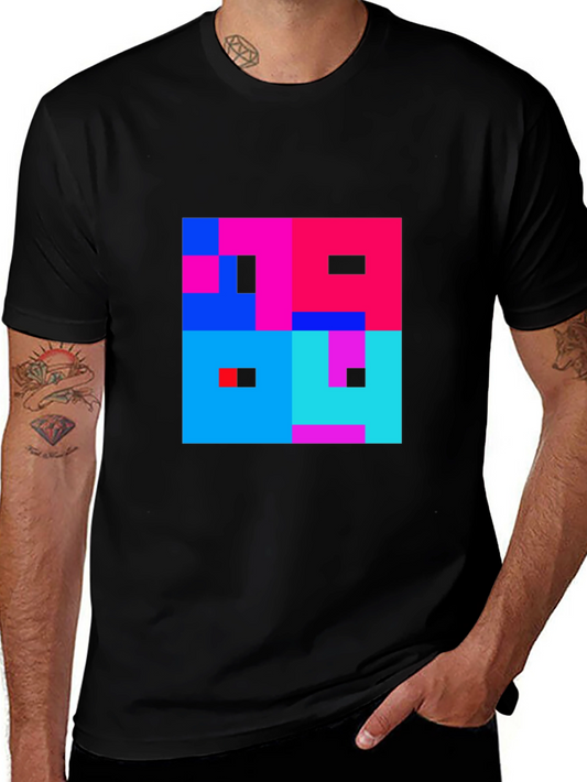 Abstract Pixel Art Graphic Tee - Stylish Comfort