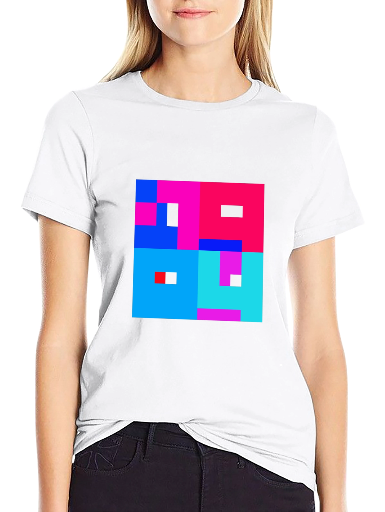 Abstract Pixel Art Graphic Tee - Stylish Comfort