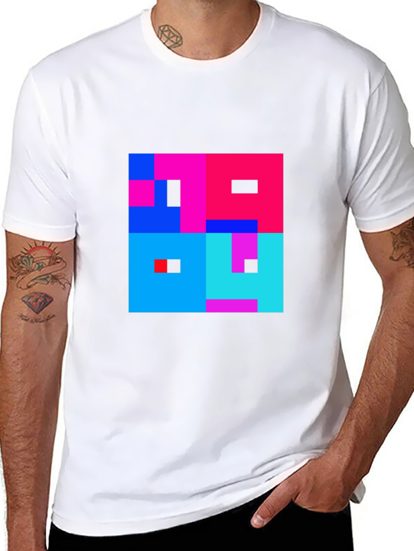 Abstract Pixel Art Graphic Tee - Stylish Comfort