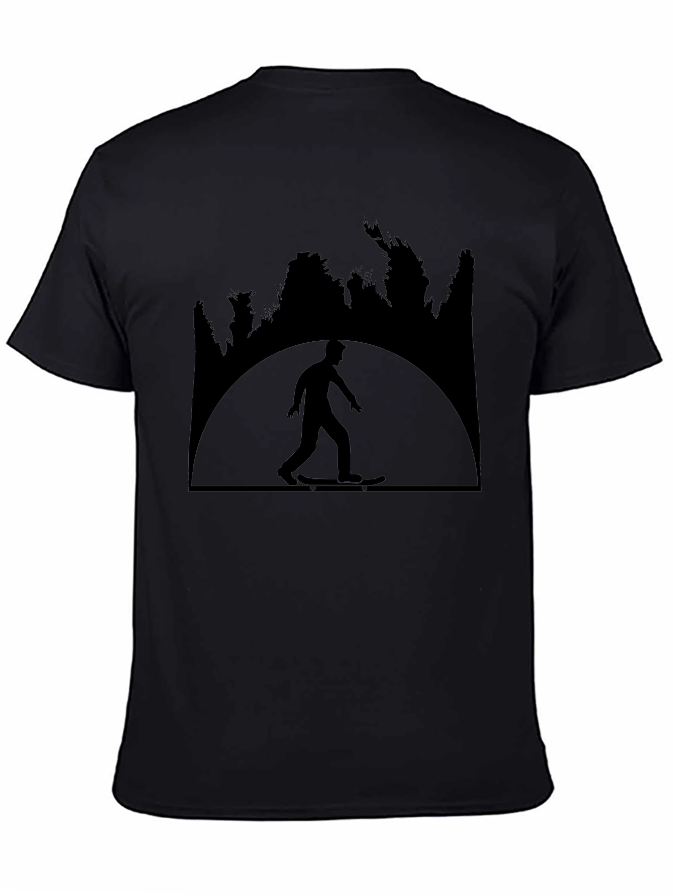 Skateboarder Silhouette Graphic Tee - Black Cotton Shirt