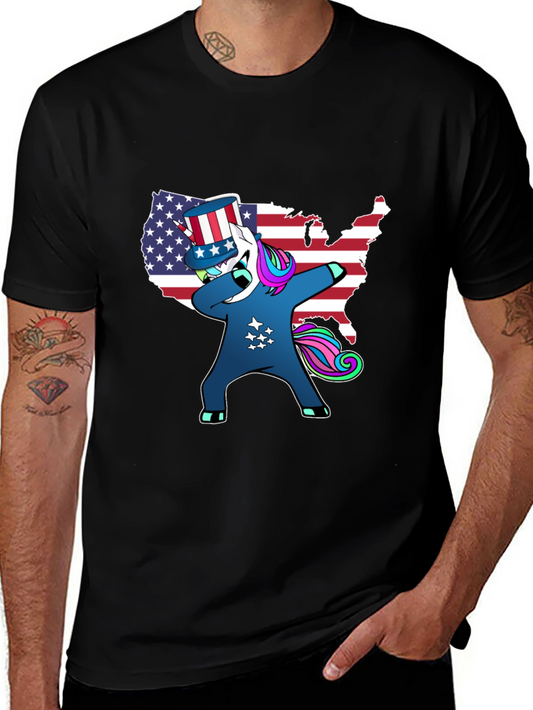 Patriotic Unicorn Dabbing T-Shirt - USA Pride
