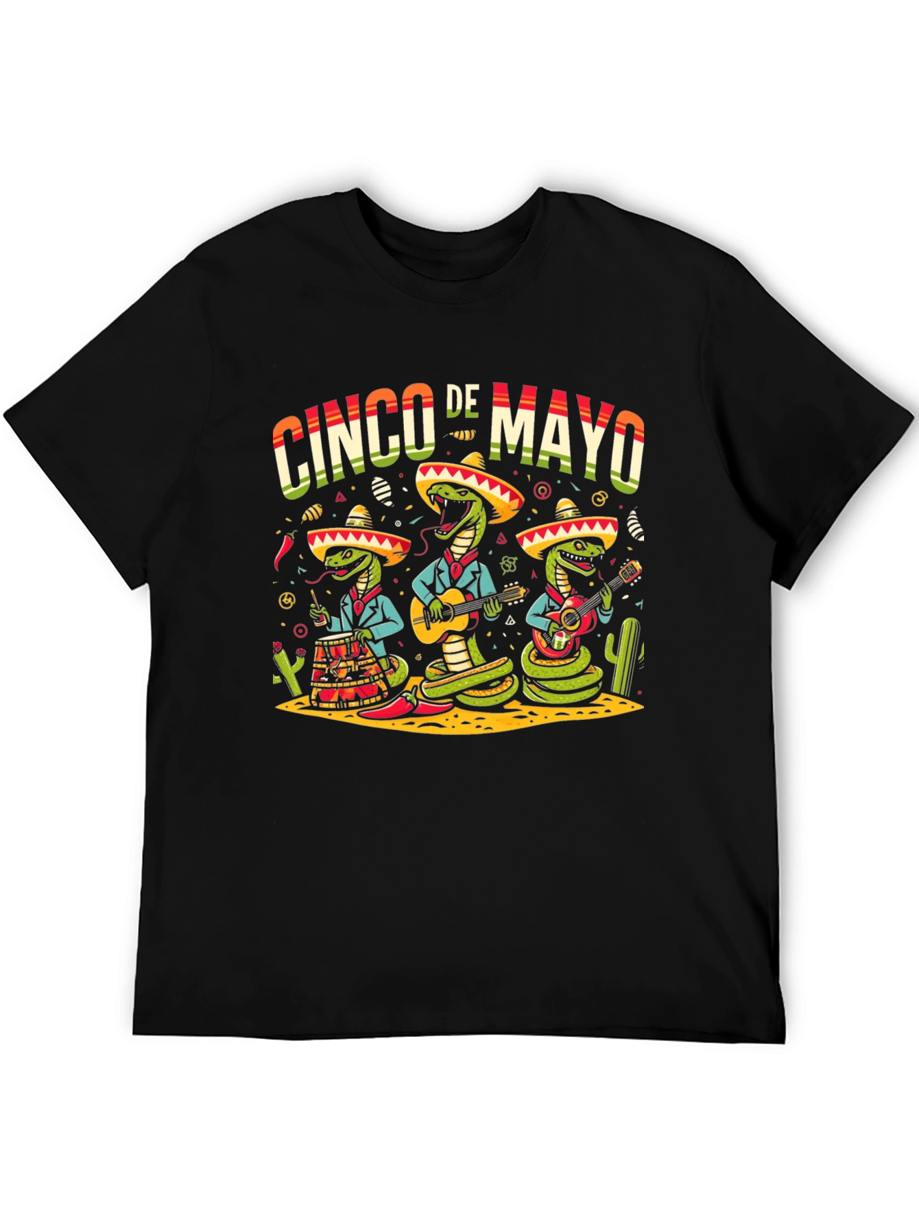 Cinco De Mayo Snake Band Graphic T-Shirt