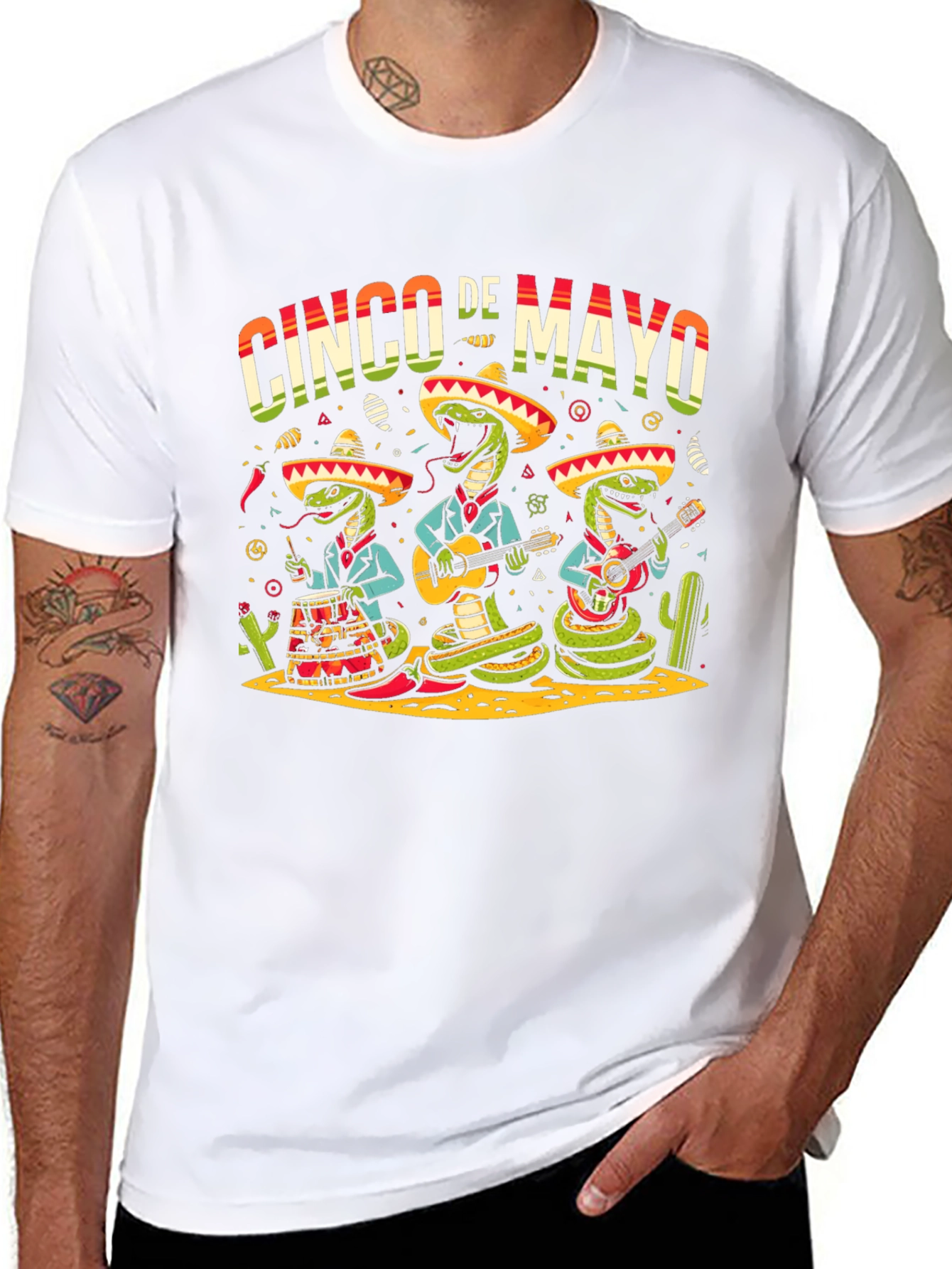 Cinco De Mayo Snake Band Graphic T-Shirt