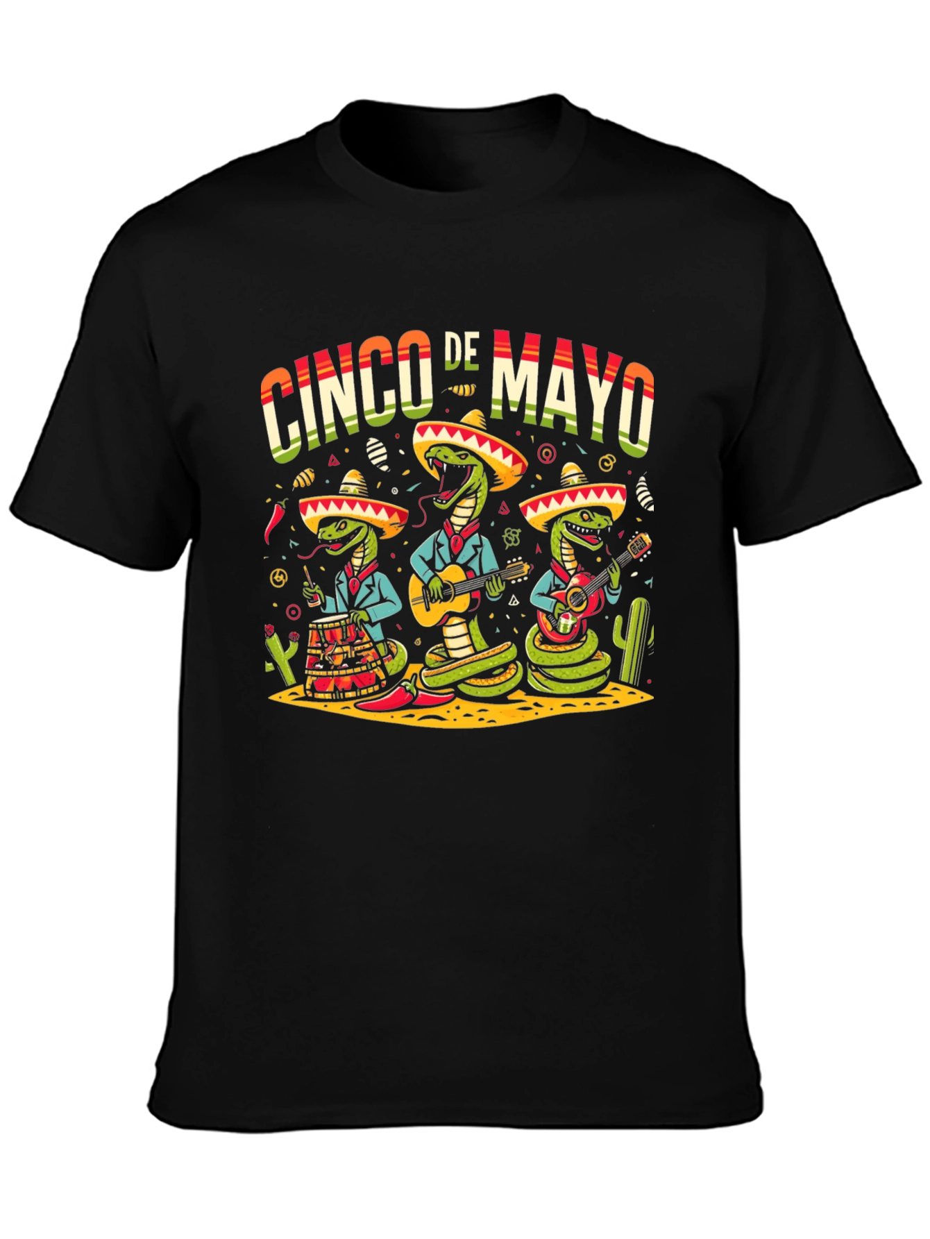 Cinco De Mayo Snake Band Graphic T-Shirt