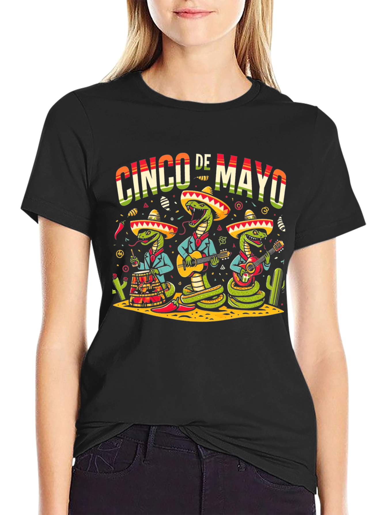 Cinco De Mayo Snake Band Graphic T-Shirt