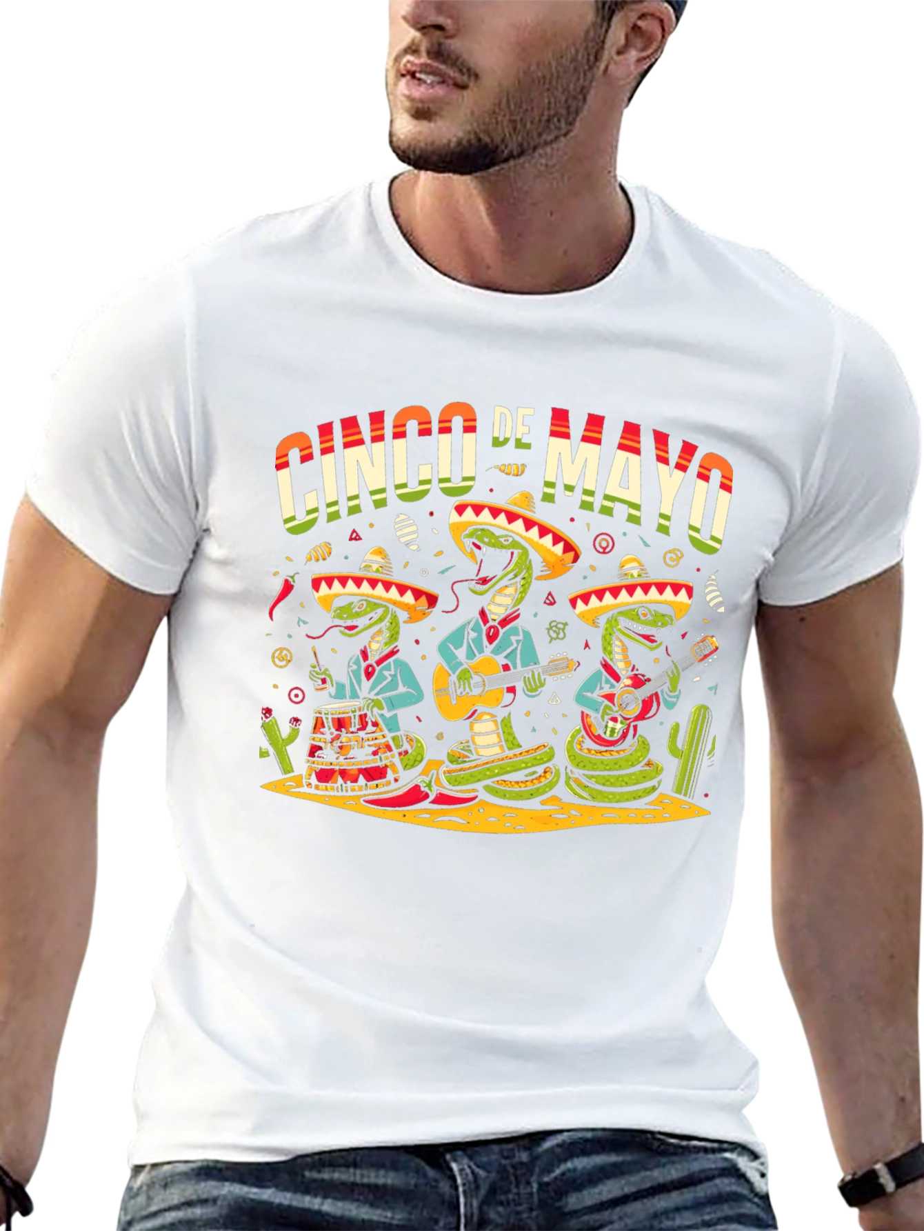 Cinco De Mayo Snake Band Graphic T-Shirt