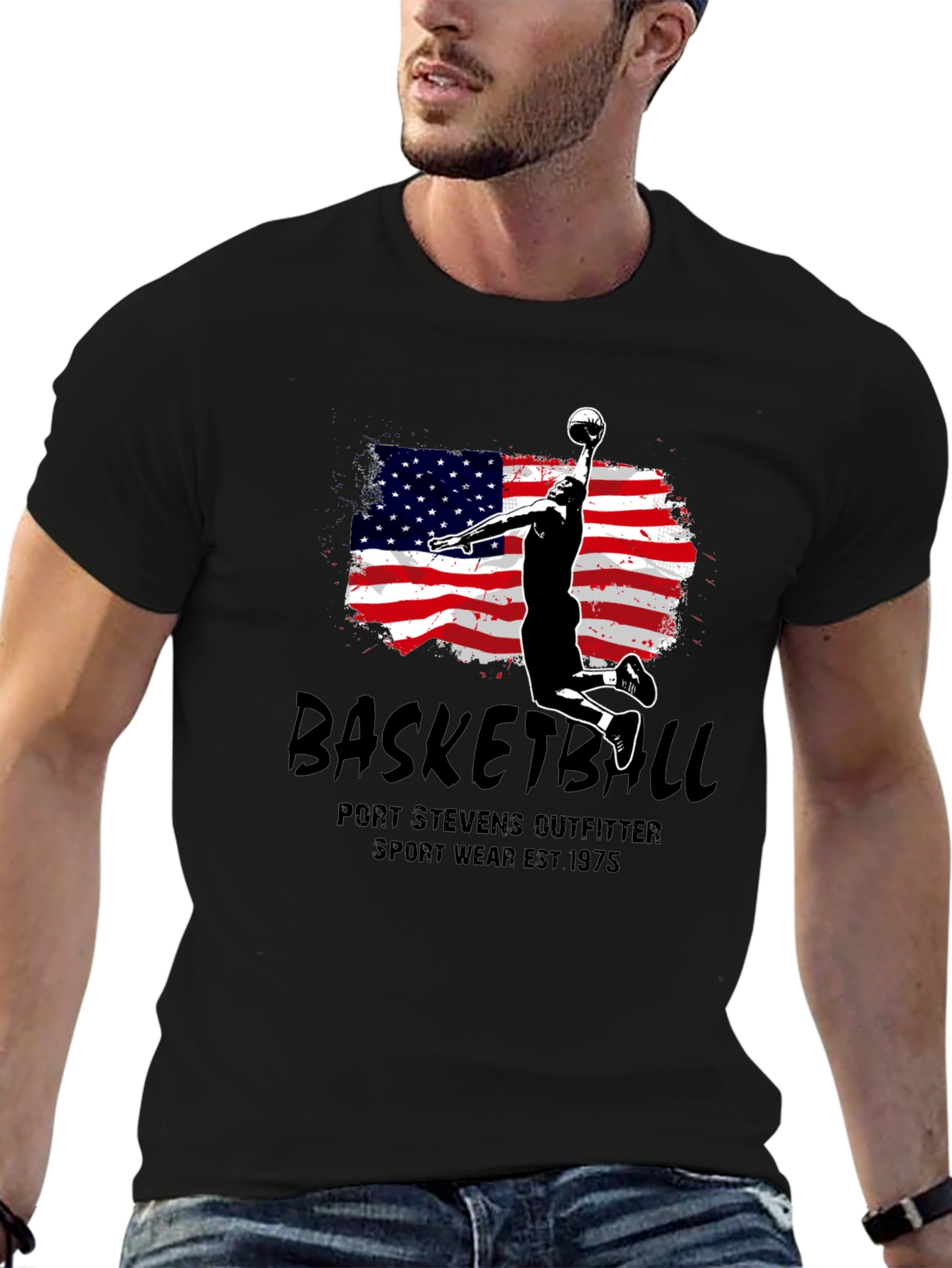 Basketball USA Flag Graphic T-Shirt