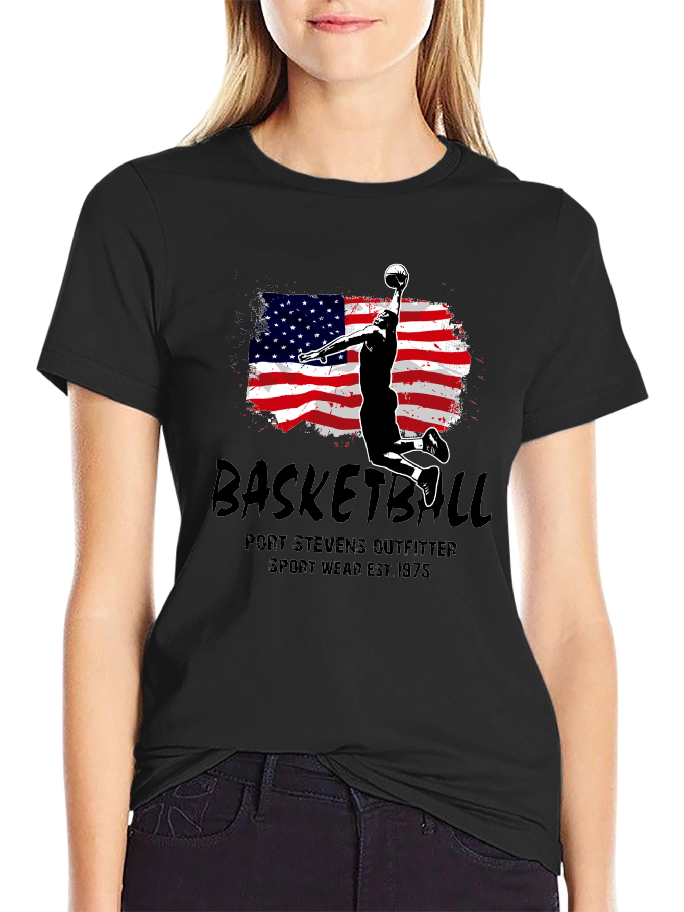 Basketball USA Flag Graphic T-Shirt